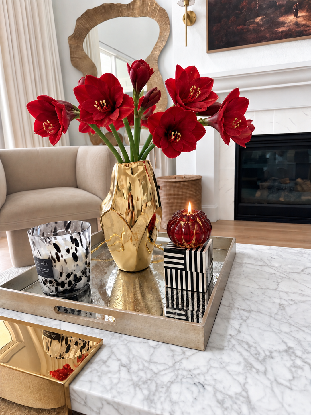 Gold Folded Abstract Flower Vase