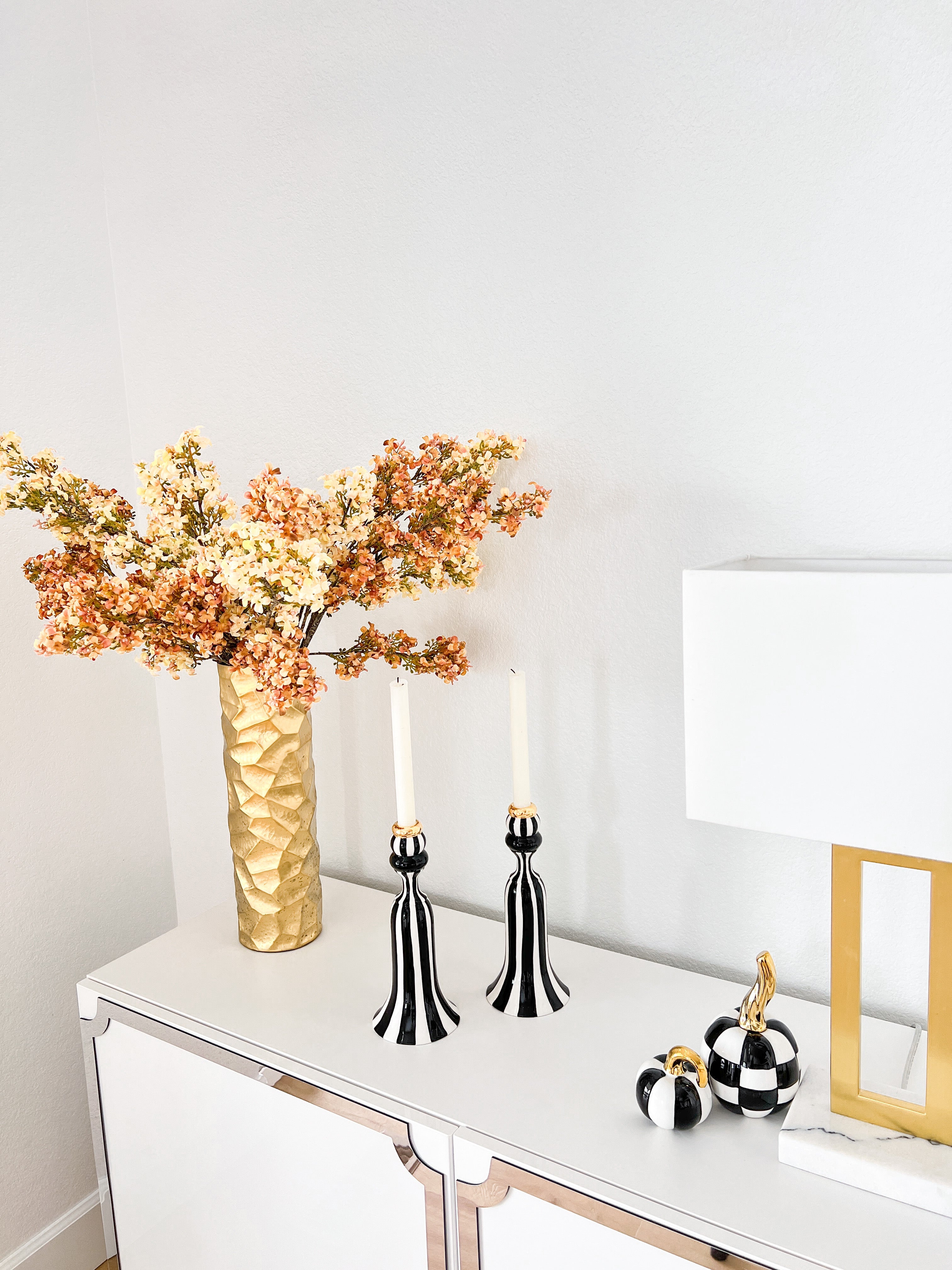 Black and White Striped Candle Holder - HTS HOME DECOR