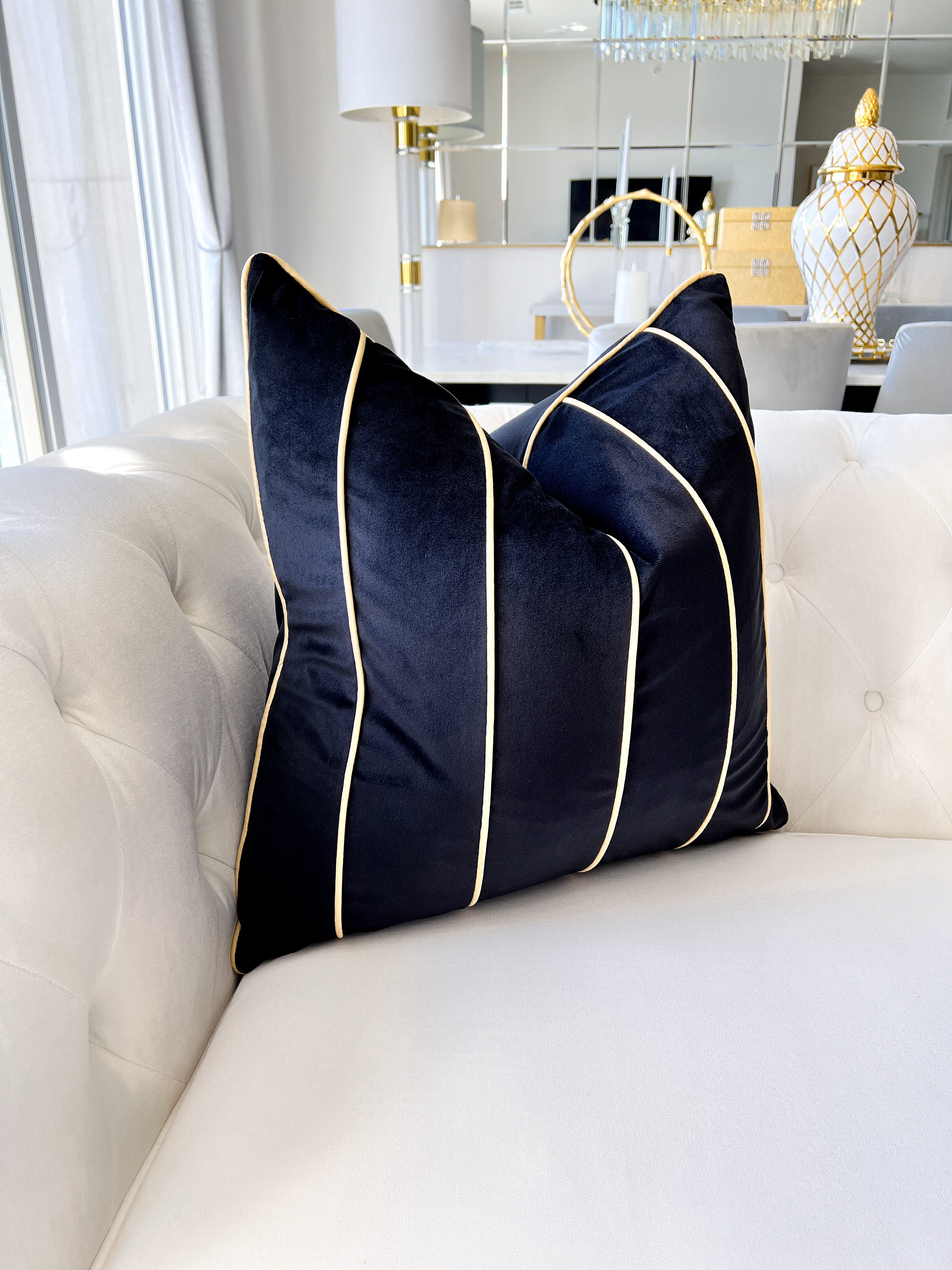 Black with Gold Stripe Pillow Cover - HTS HOME DECOR