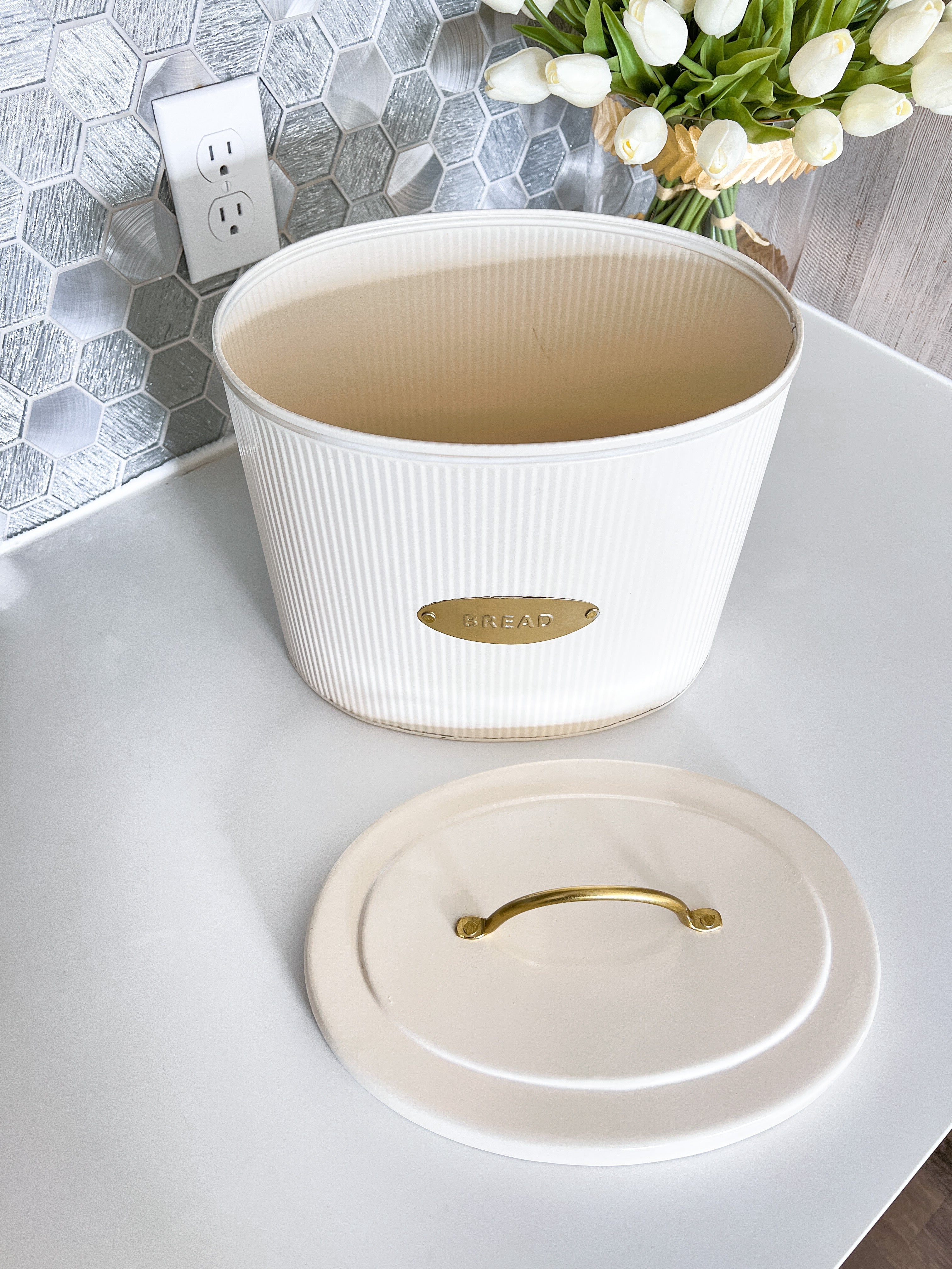 Bread Box with Gold Handles - HTS HOME DECOR