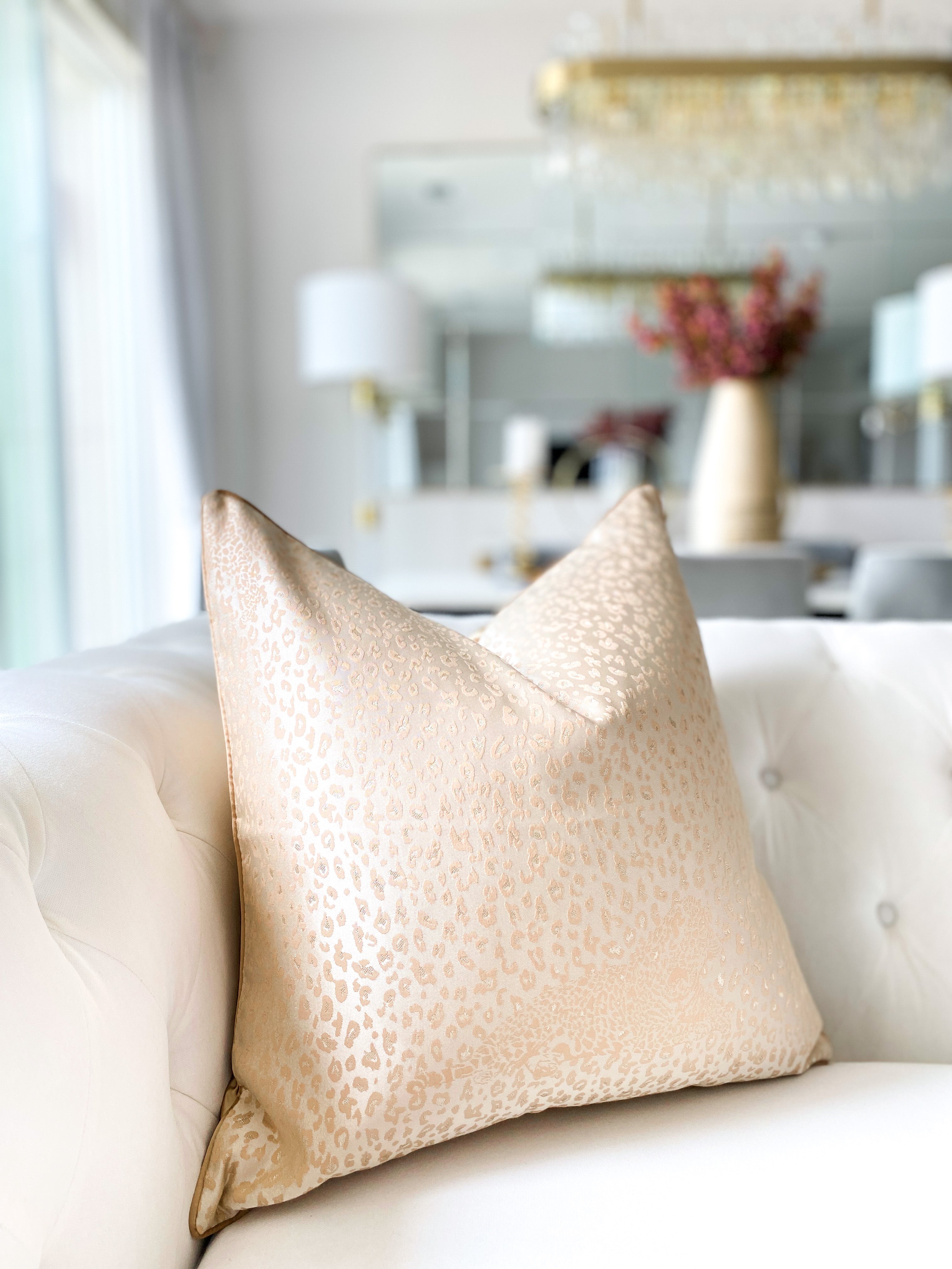Champagne Leopard print Pillow Cover 22x22 - HTS HOME DECOR