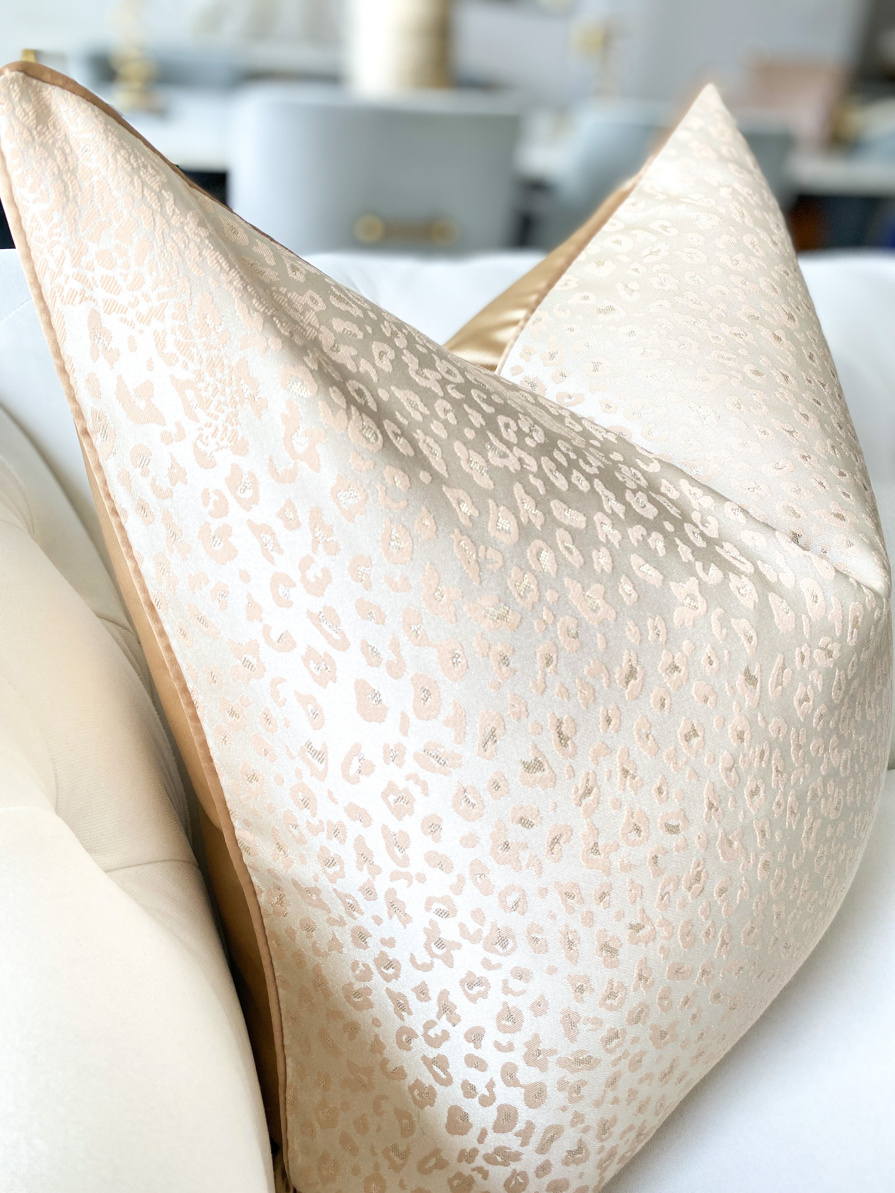 Champagne Leopard print Pillow Cover 22x22 - HTS HOME DECOR
