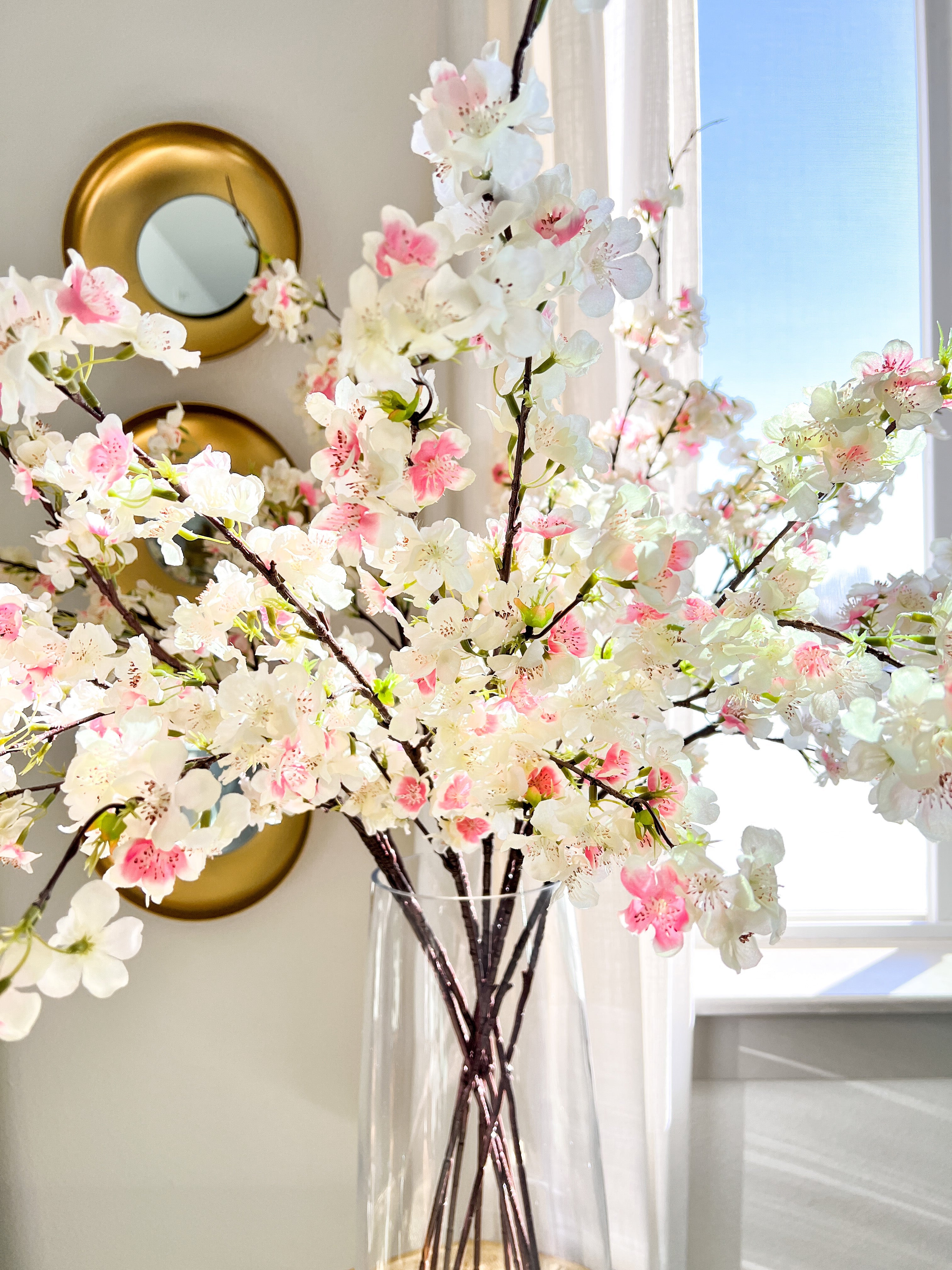 Faux White and Pink Cherry Blossom Plum - HTS HOME DECOR