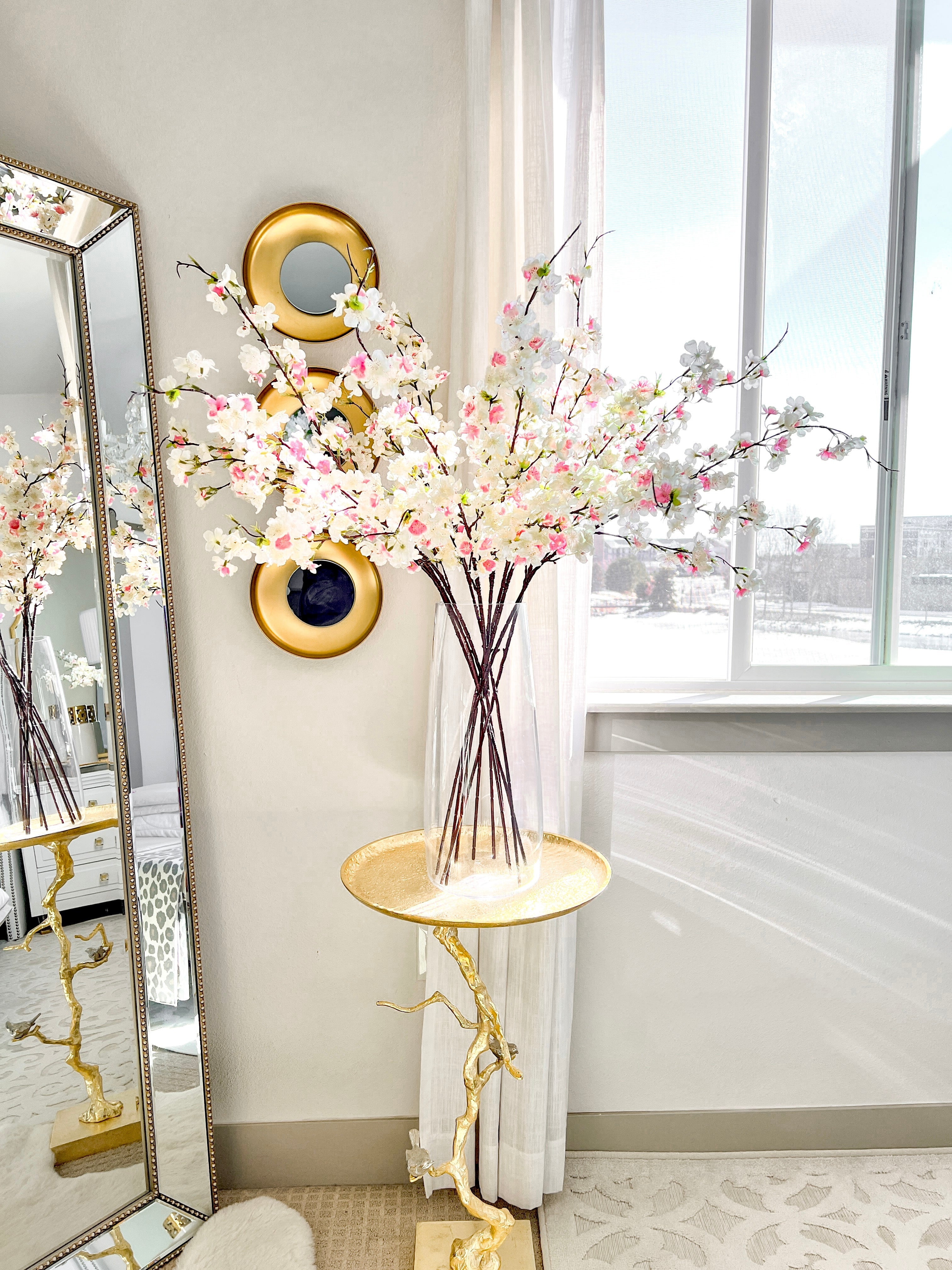 Faux White and Pink Cherry Blossom Plum - HTS HOME DECOR