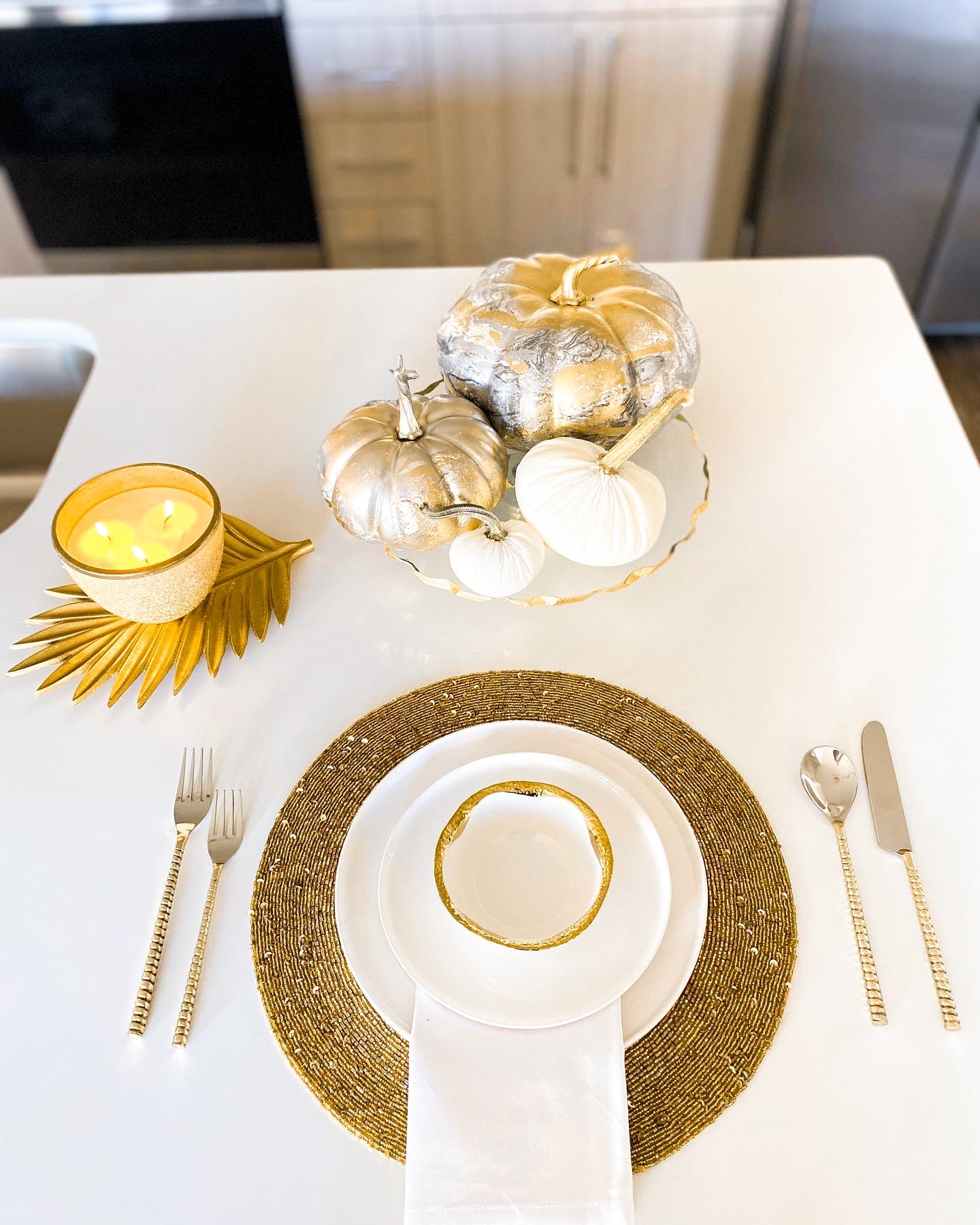 Gold Beaded Flatware (Set of 5) - HTS HOME DECOR