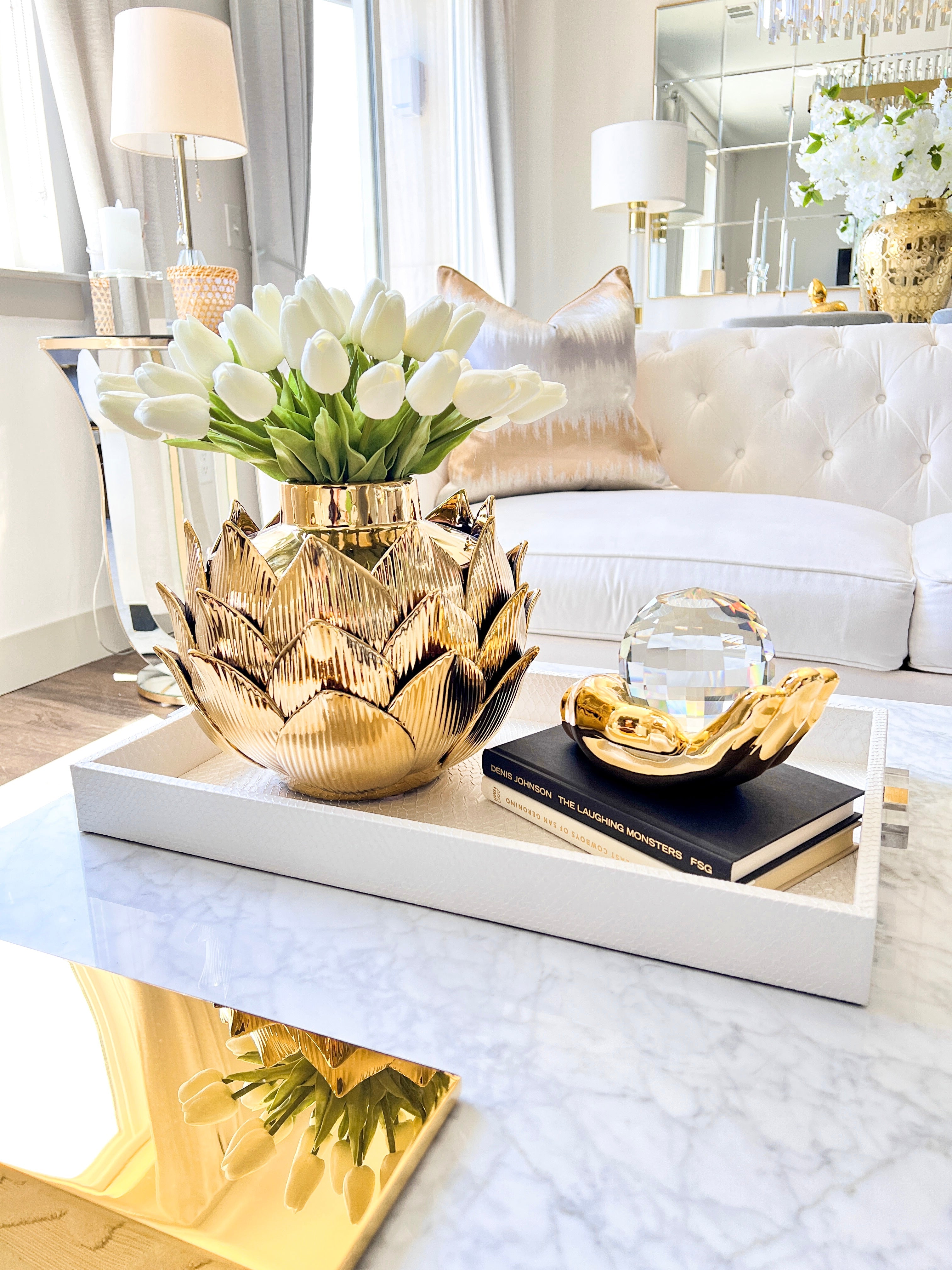 Gold Ceramic Textured Vase - HTS HOME DECOR