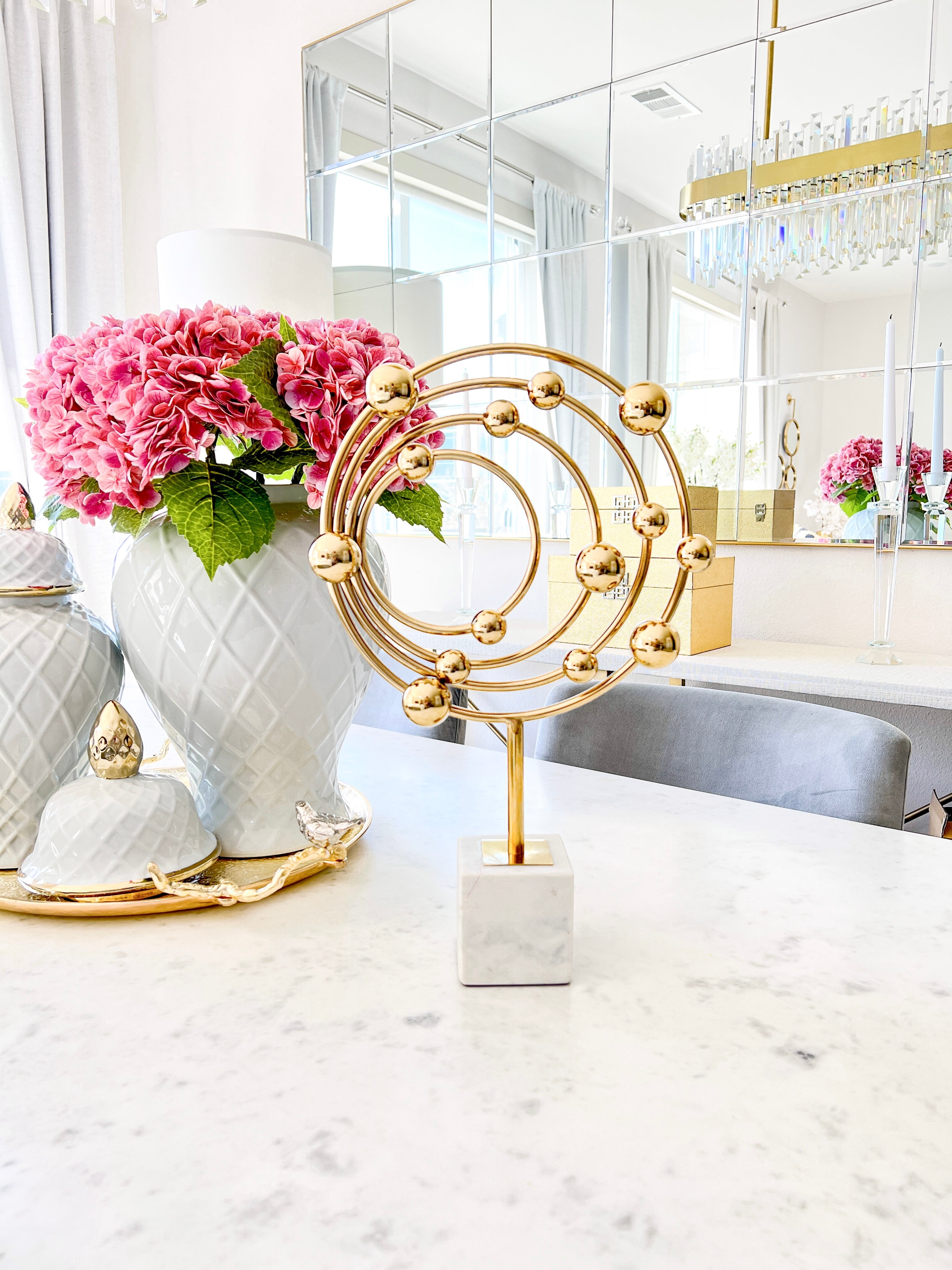 Gold Galaxy Sculpture with Marble Base - HTS HOME DECOR