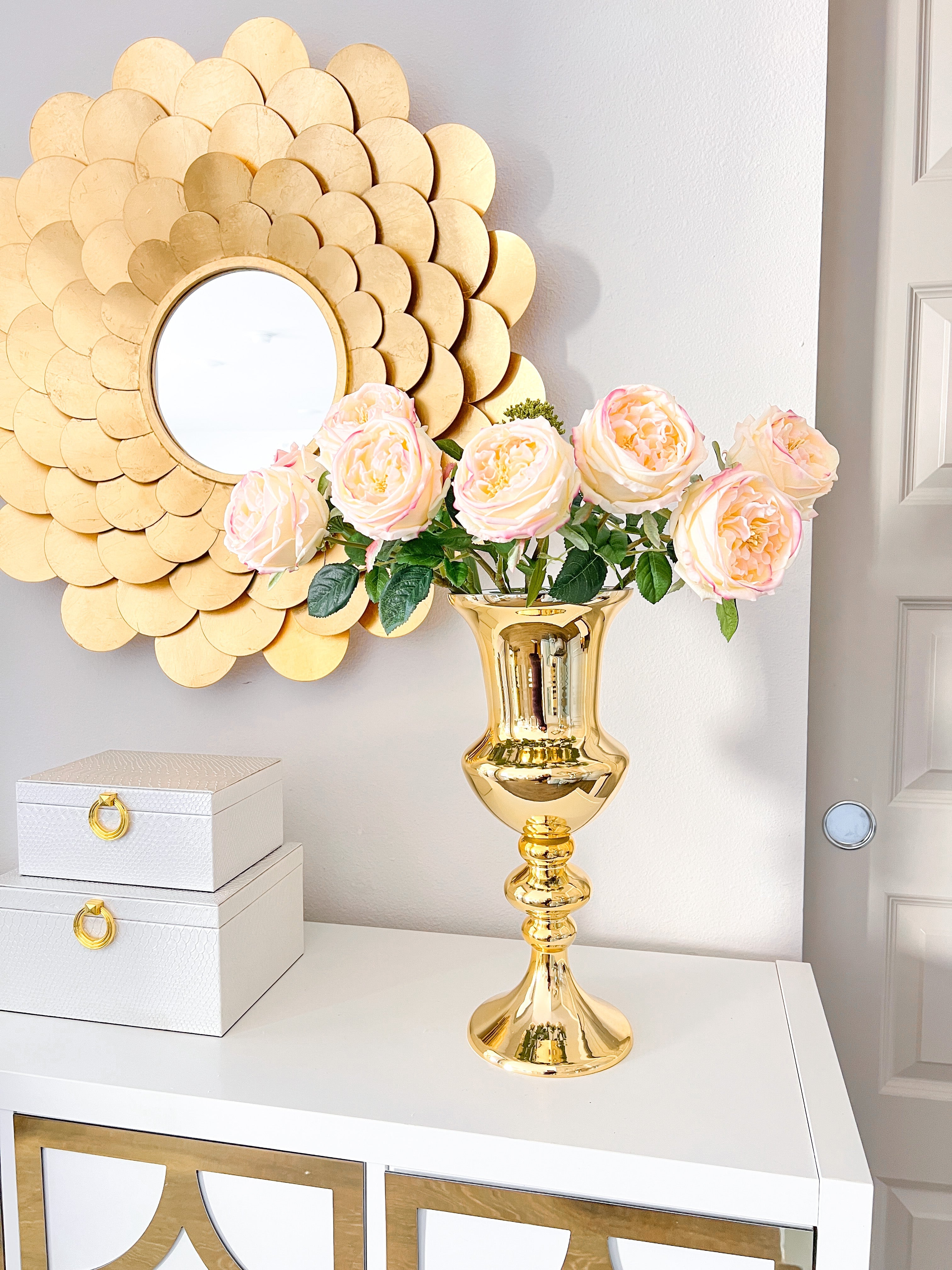 Gold Glass Trumpet Vase ( Two Sizes) - HTS HOME DECOR