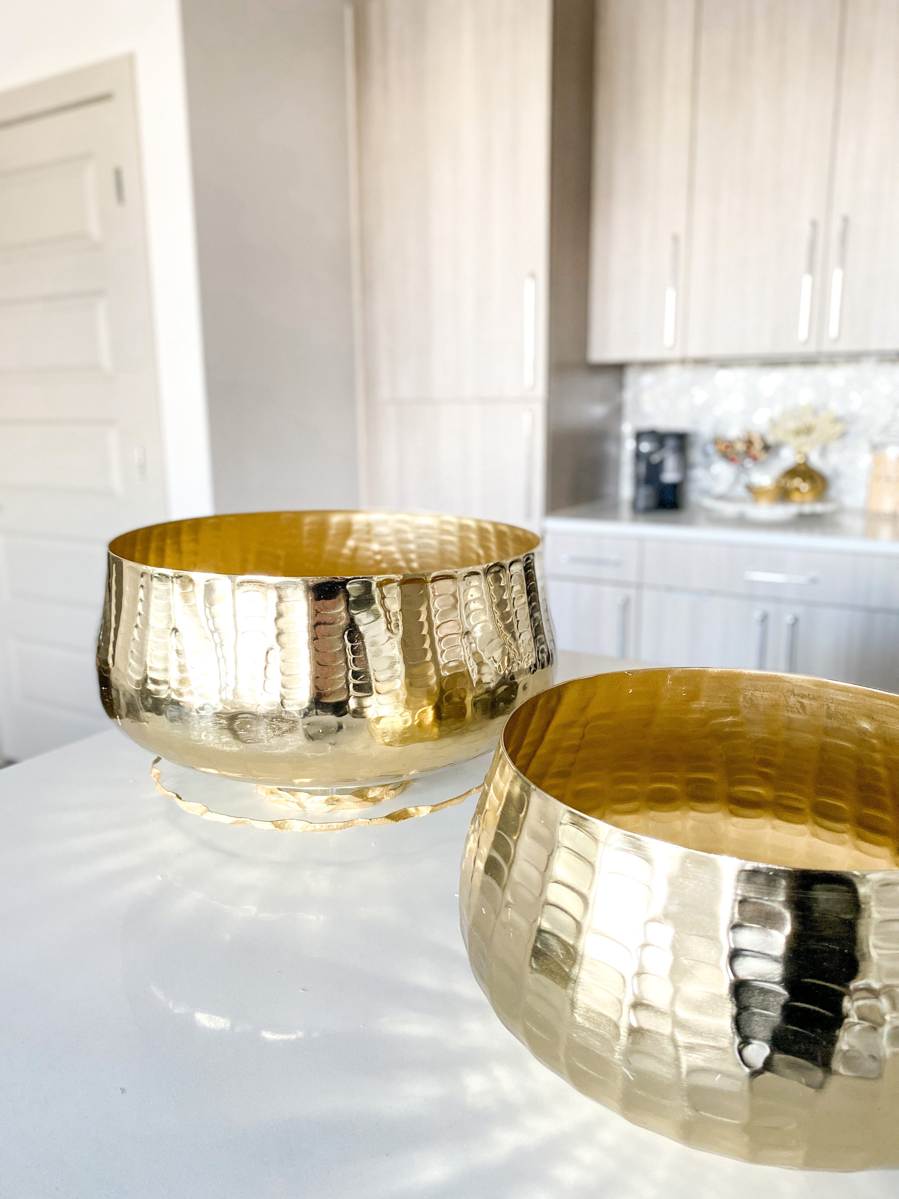 Gold Hammered Bowl (Two Sizes) - HTS HOME DECOR
