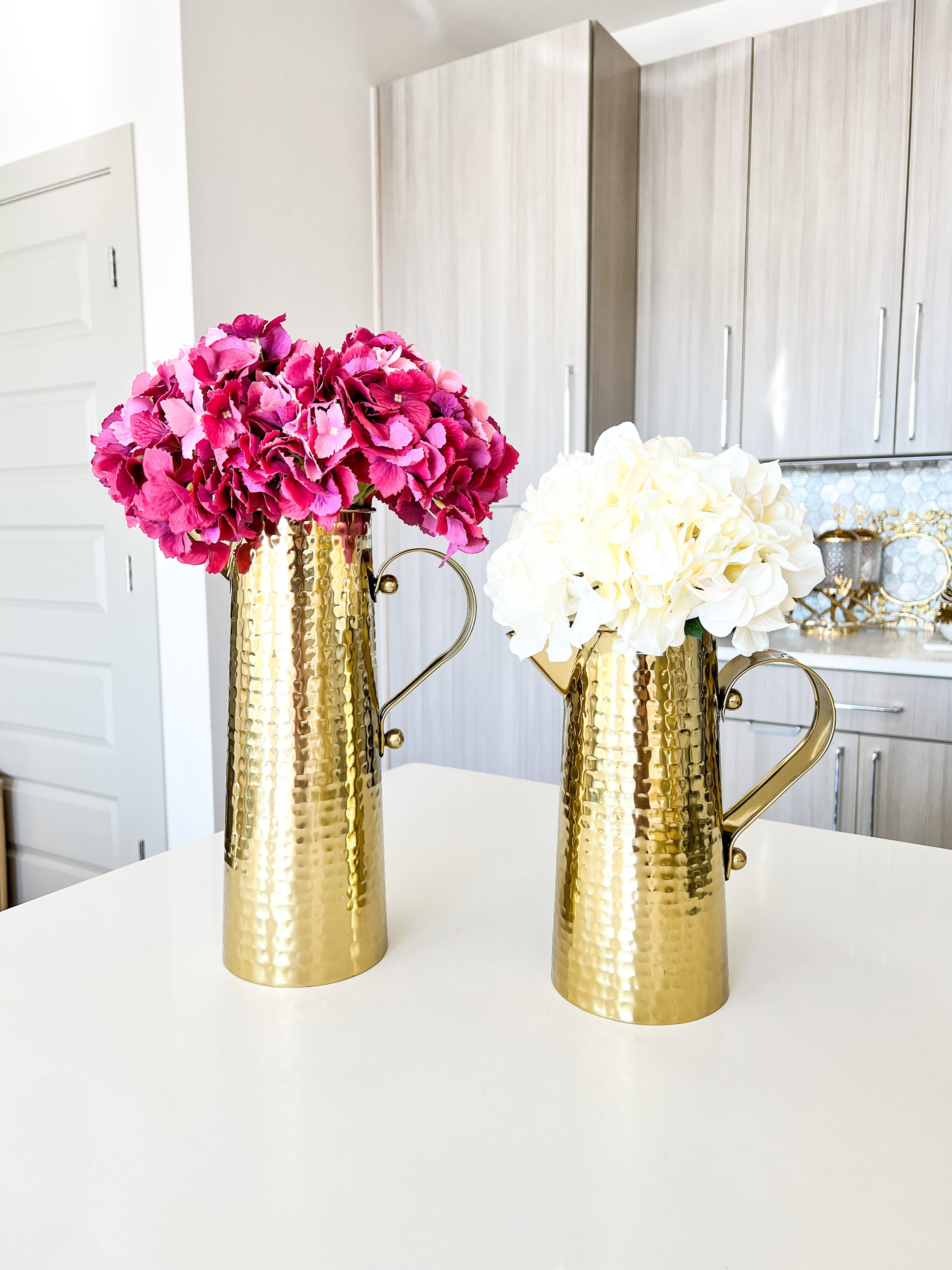 Gold Hammered Decorative Pitcher (Two sizes) - HTS HOME DECOR