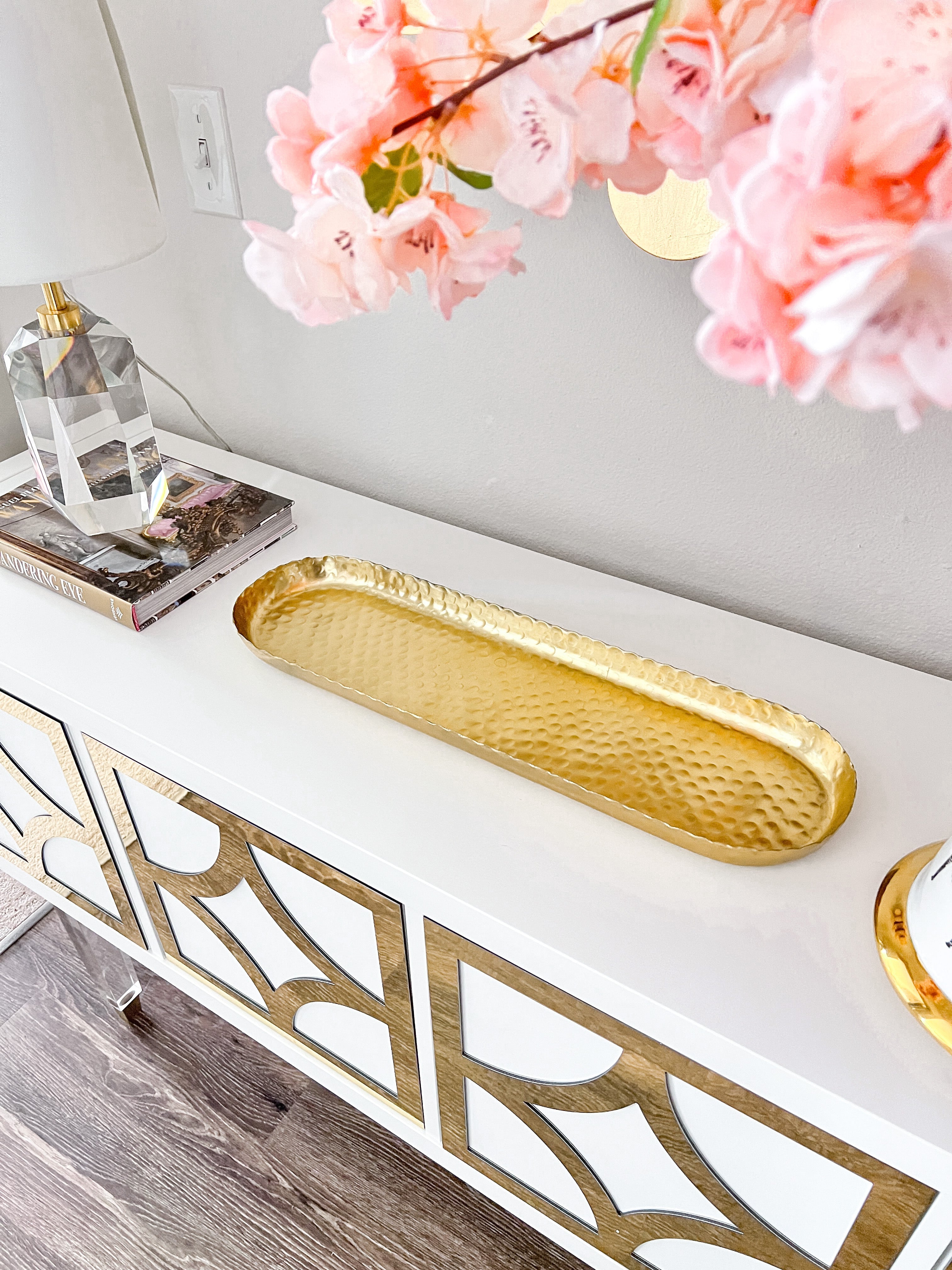 Gold Hammered Oblong Tray - HTS HOME DECOR