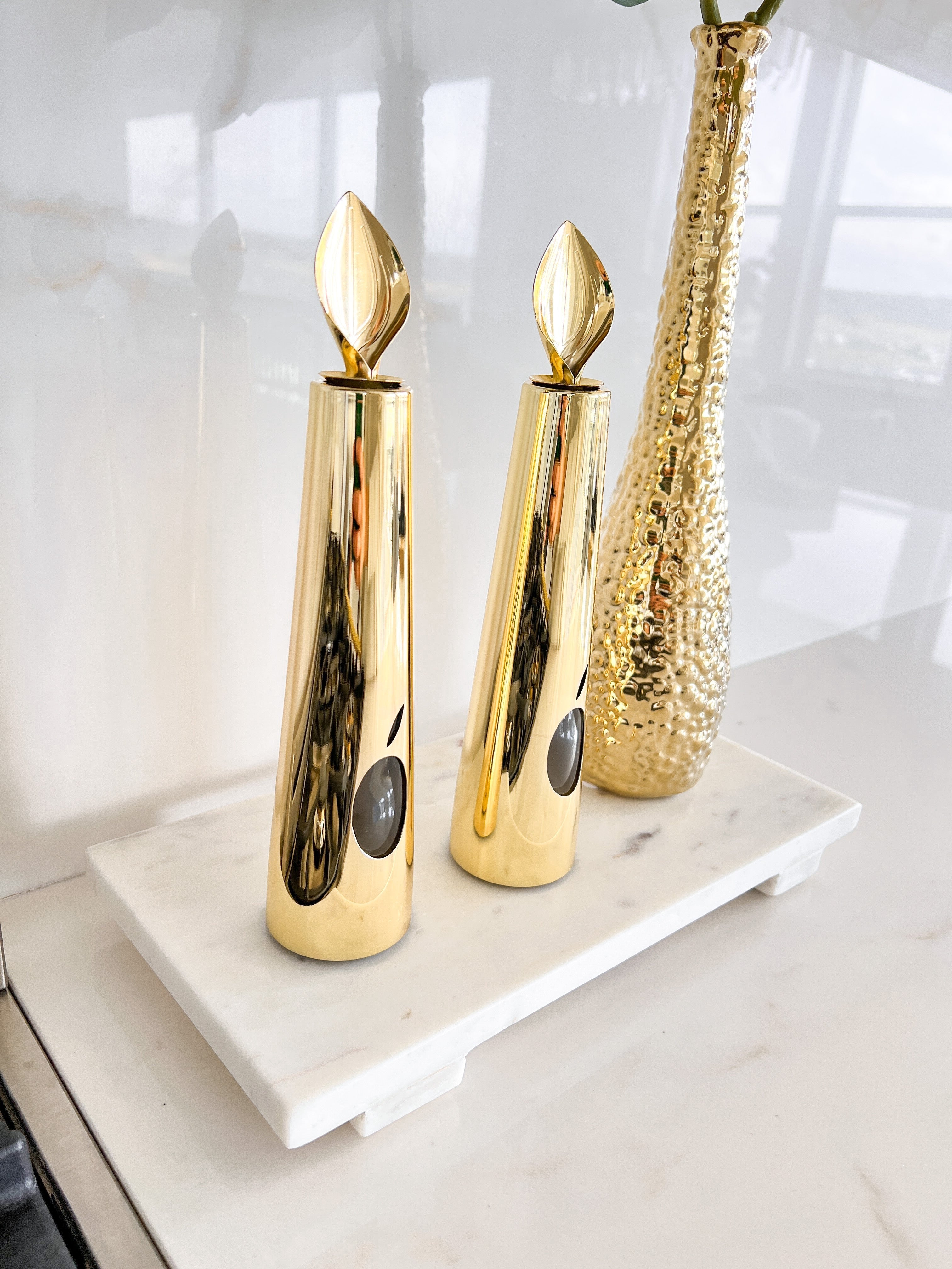 Gold Leaf Glass Oil Cruet - HTS HOME DECOR