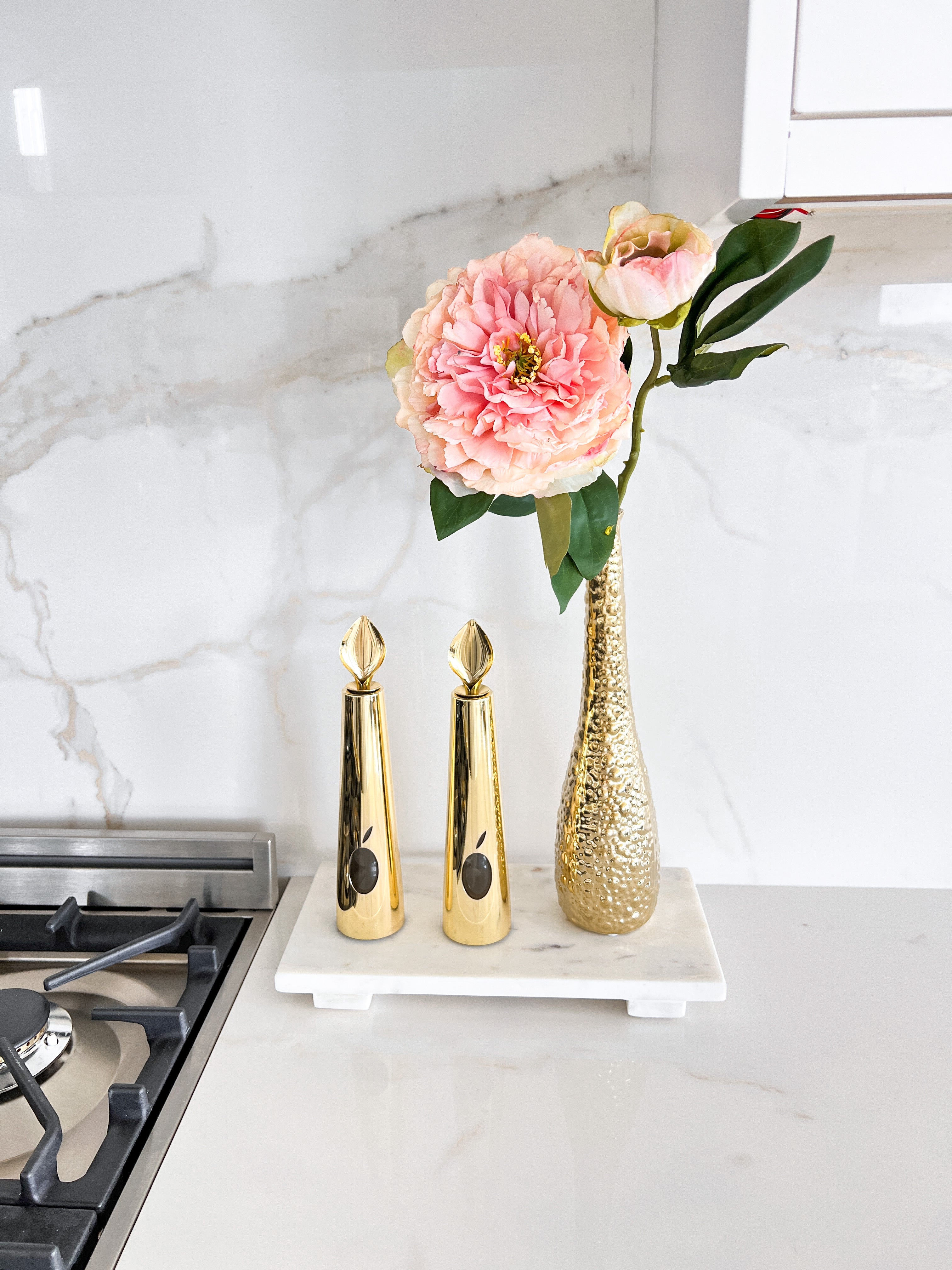 Gold Leaf Glass Oil Cruet - HTS HOME DECOR