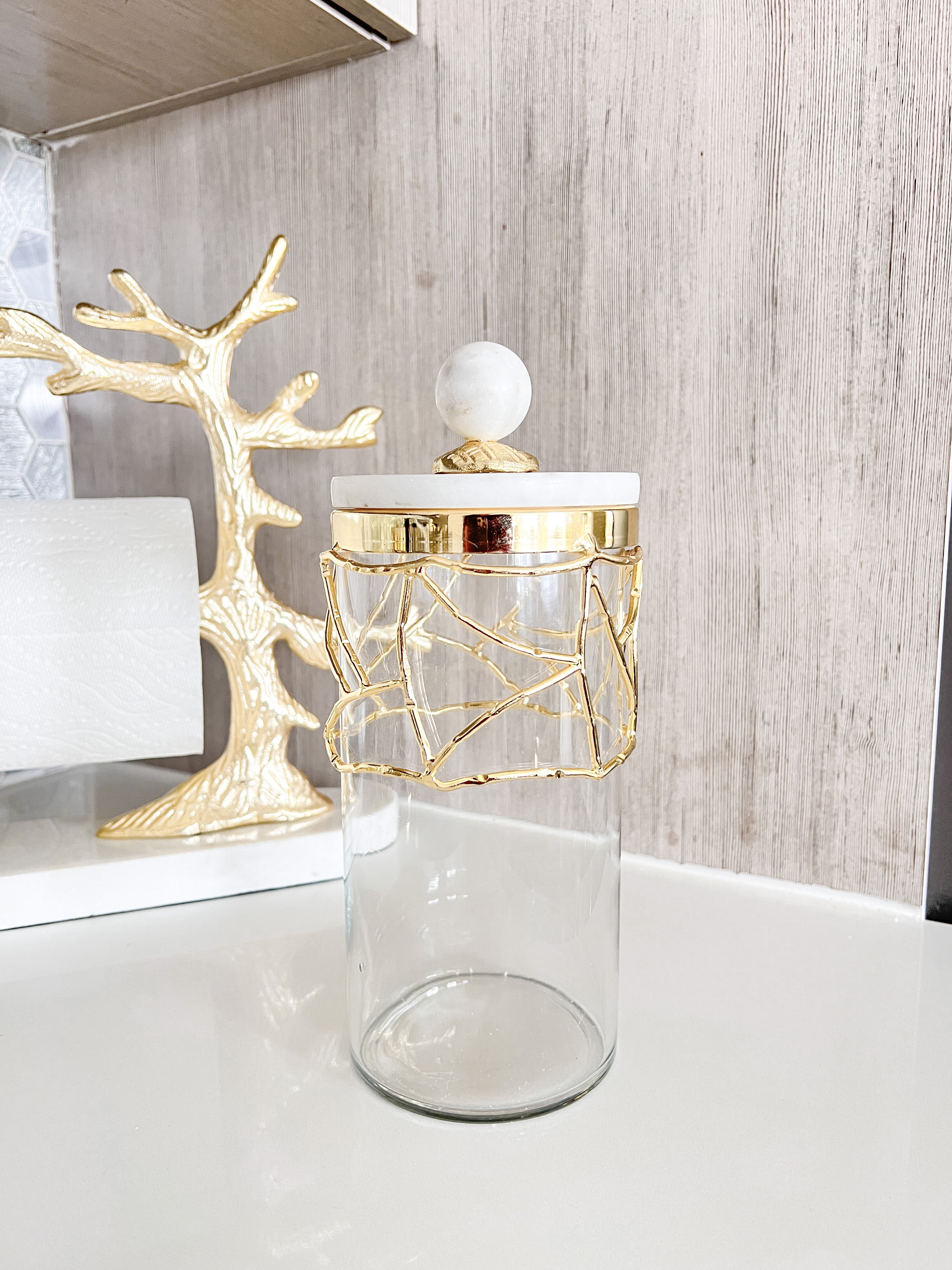 Gold Marble Mesh Canister (3 Sizes) - HTS HOME DECOR