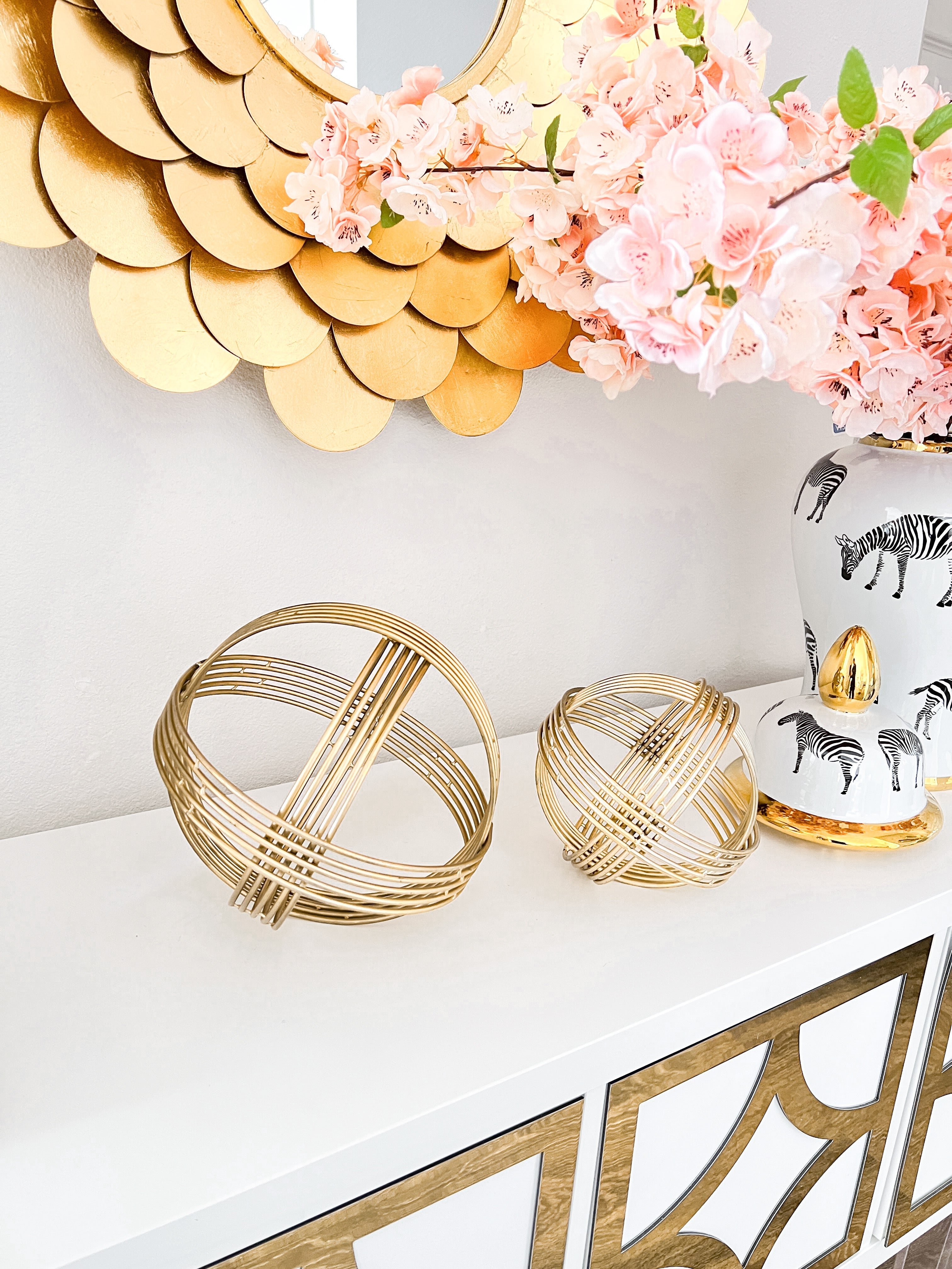 Gold Metal Wired Decorative Orbs - HTS HOME DECOR