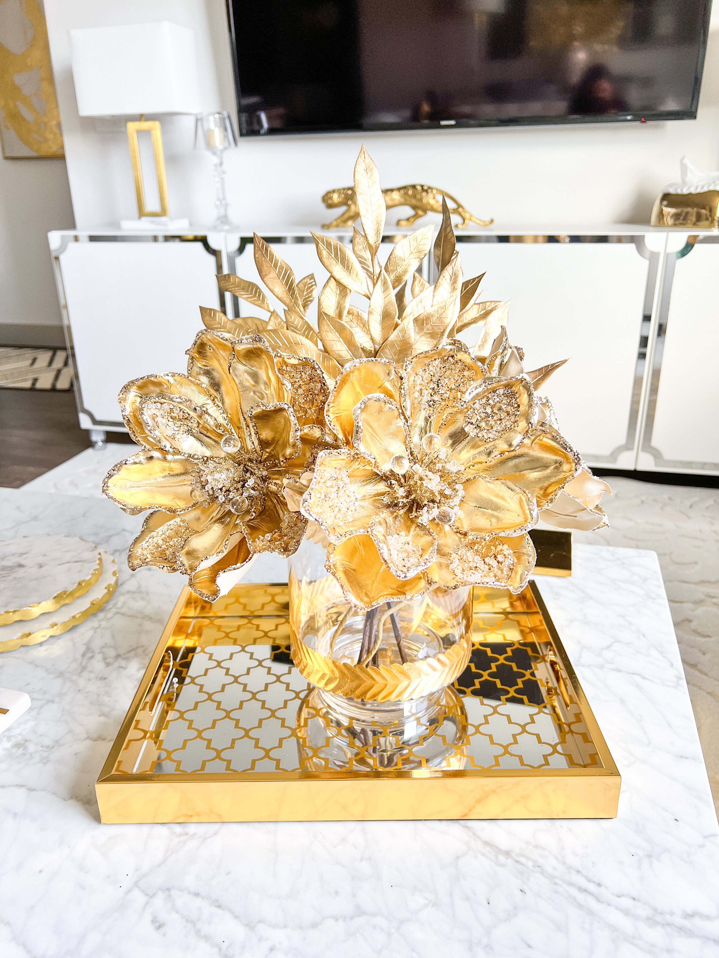Gold Mirrored Top Tray (Set of 2) - HTS HOME DECOR