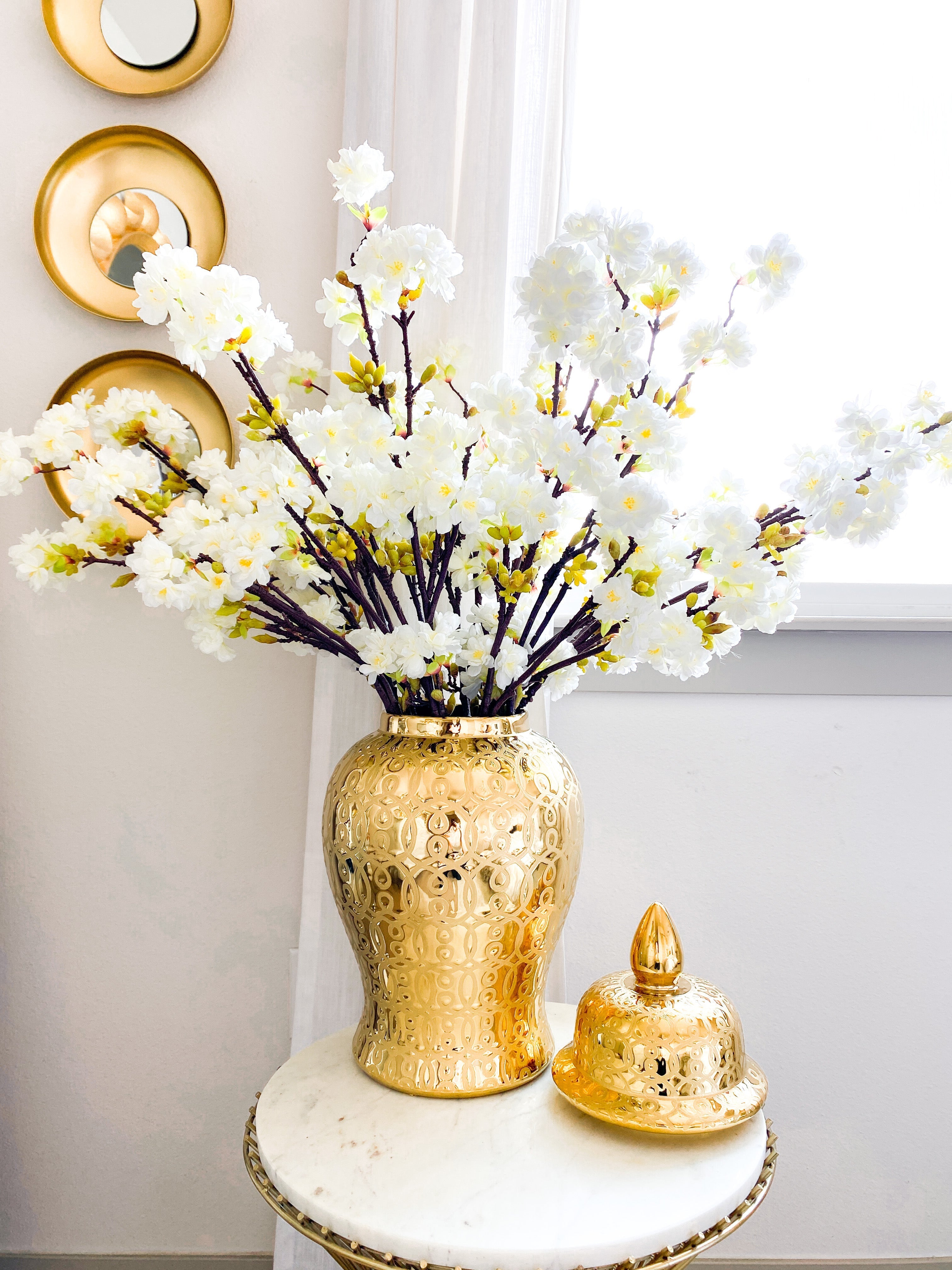 Gold Pattern Ginger Jar ( Two Sizes) - HTS HOME DECOR