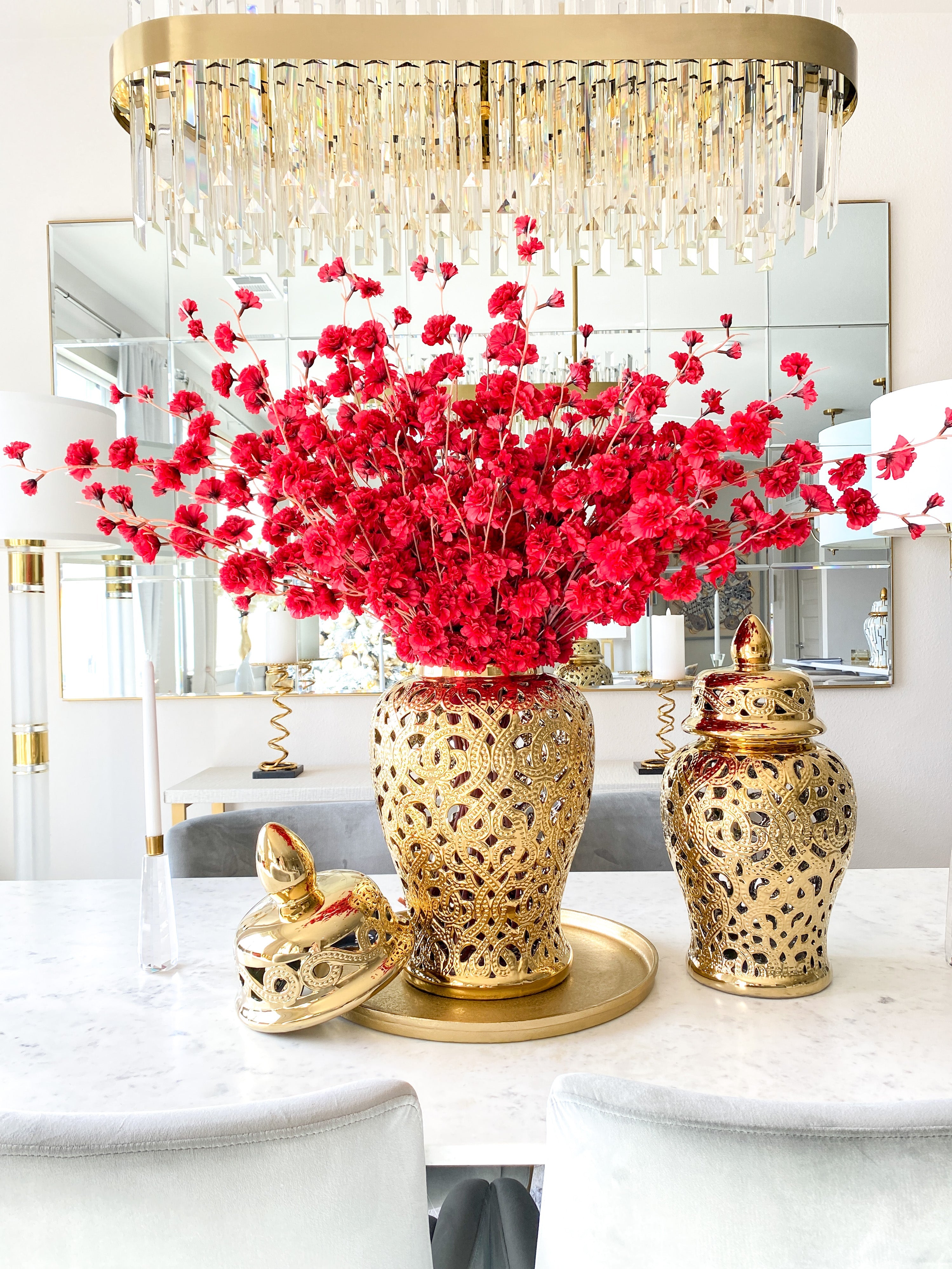 Gold Pierced Ginger Jar ( Two Sizes) - HTS HOME DECOR