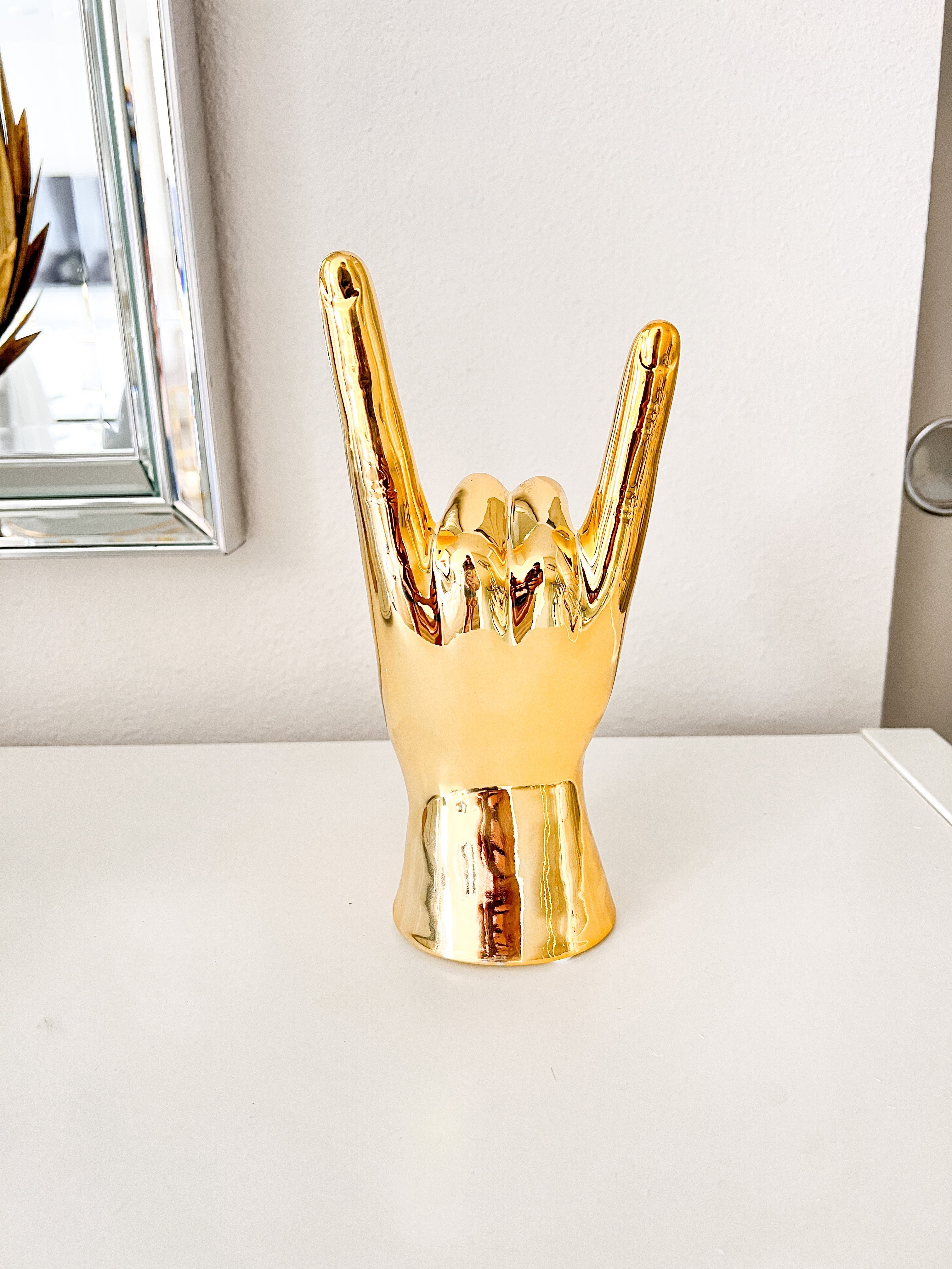 Gold Rock On Hand sculpture Key Holder - HTS HOME DECOR