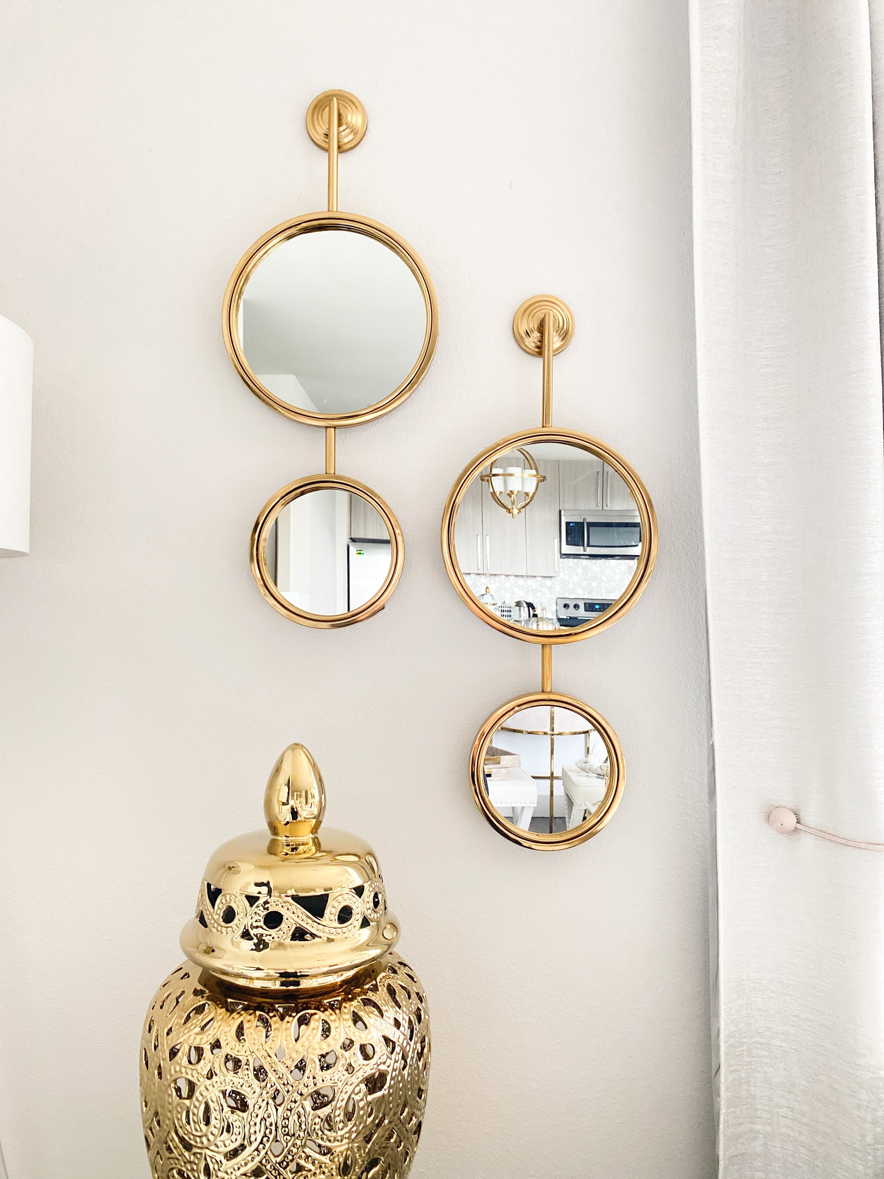 Gold Round Decorative Wall Mirrors Set of 2 - HTS HOME DECOR