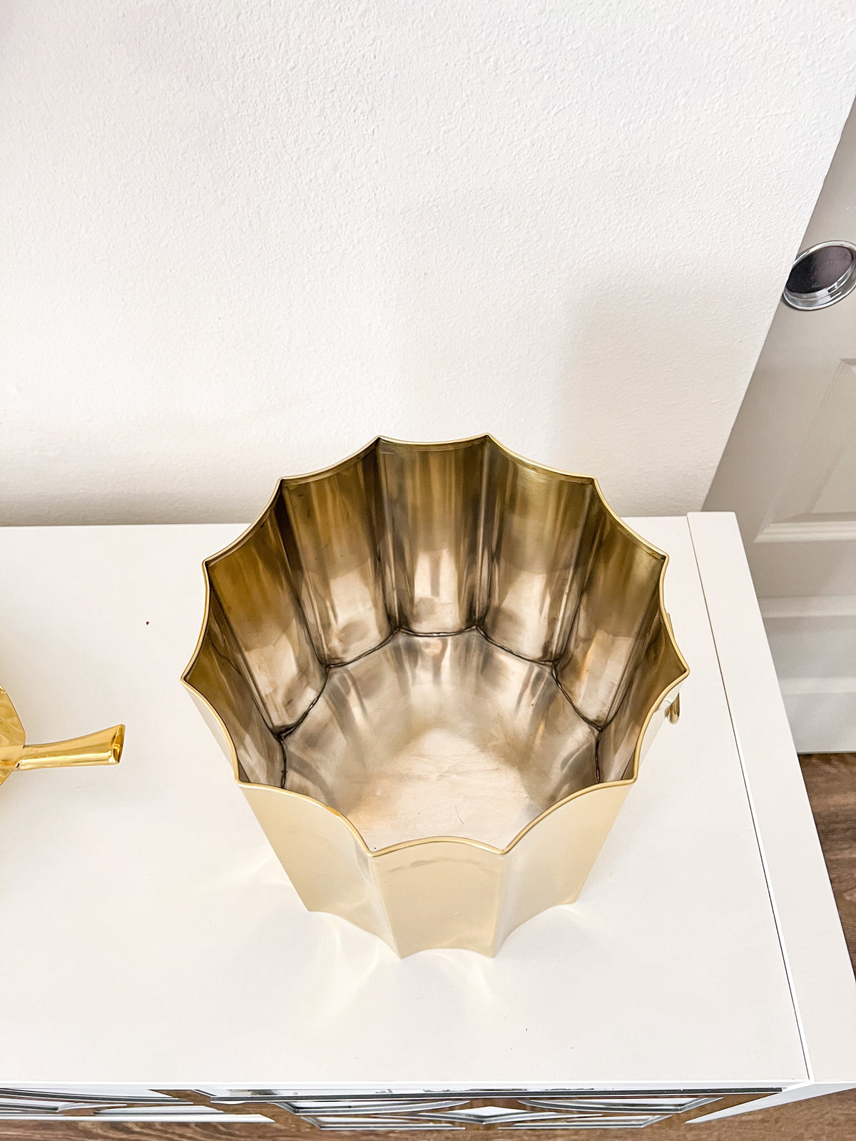 Gold Scalloped Edge Planter Vase