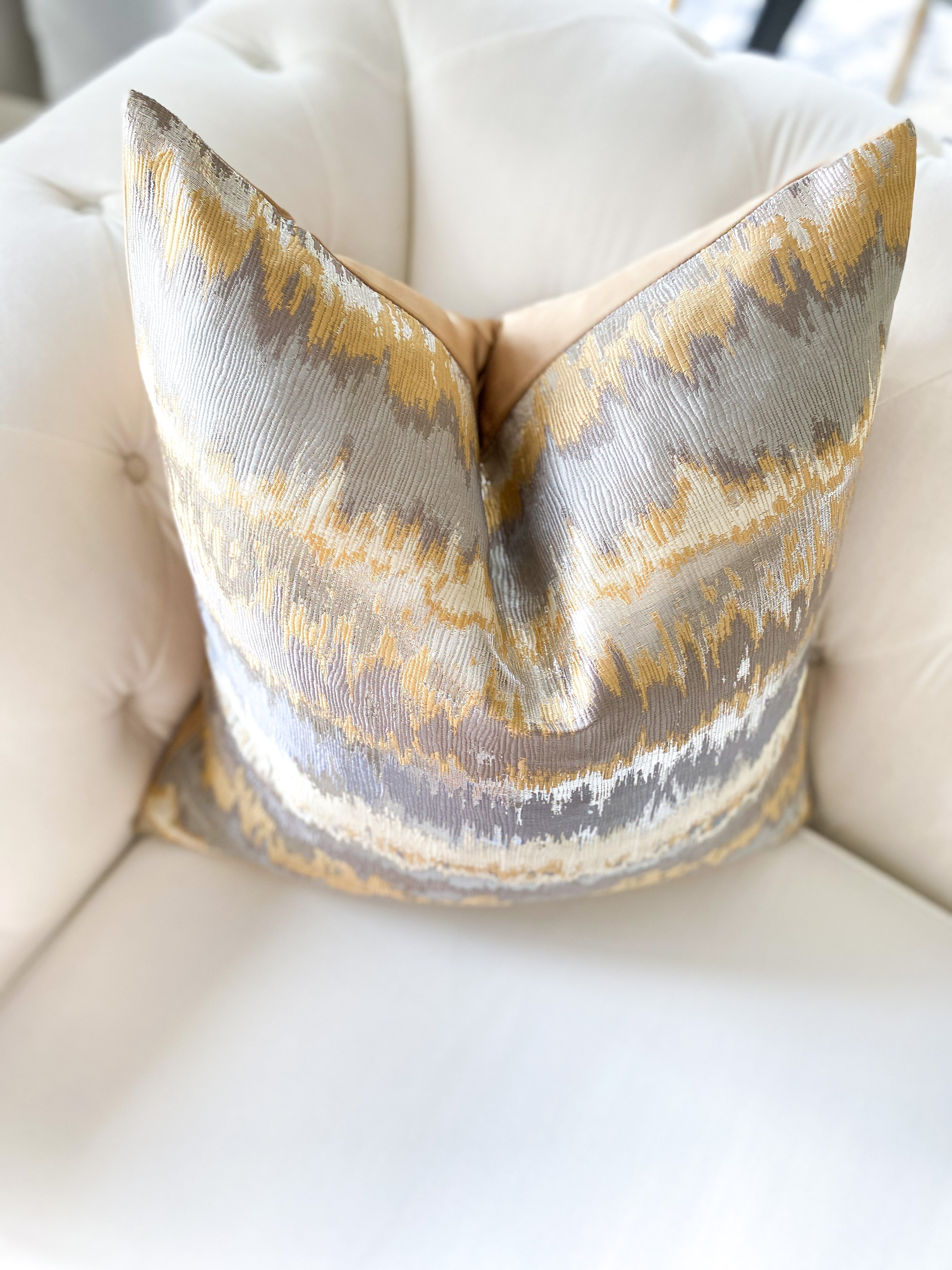 Gold & Silver Waves Pillow Cover 22X22 - HTS HOME DECOR