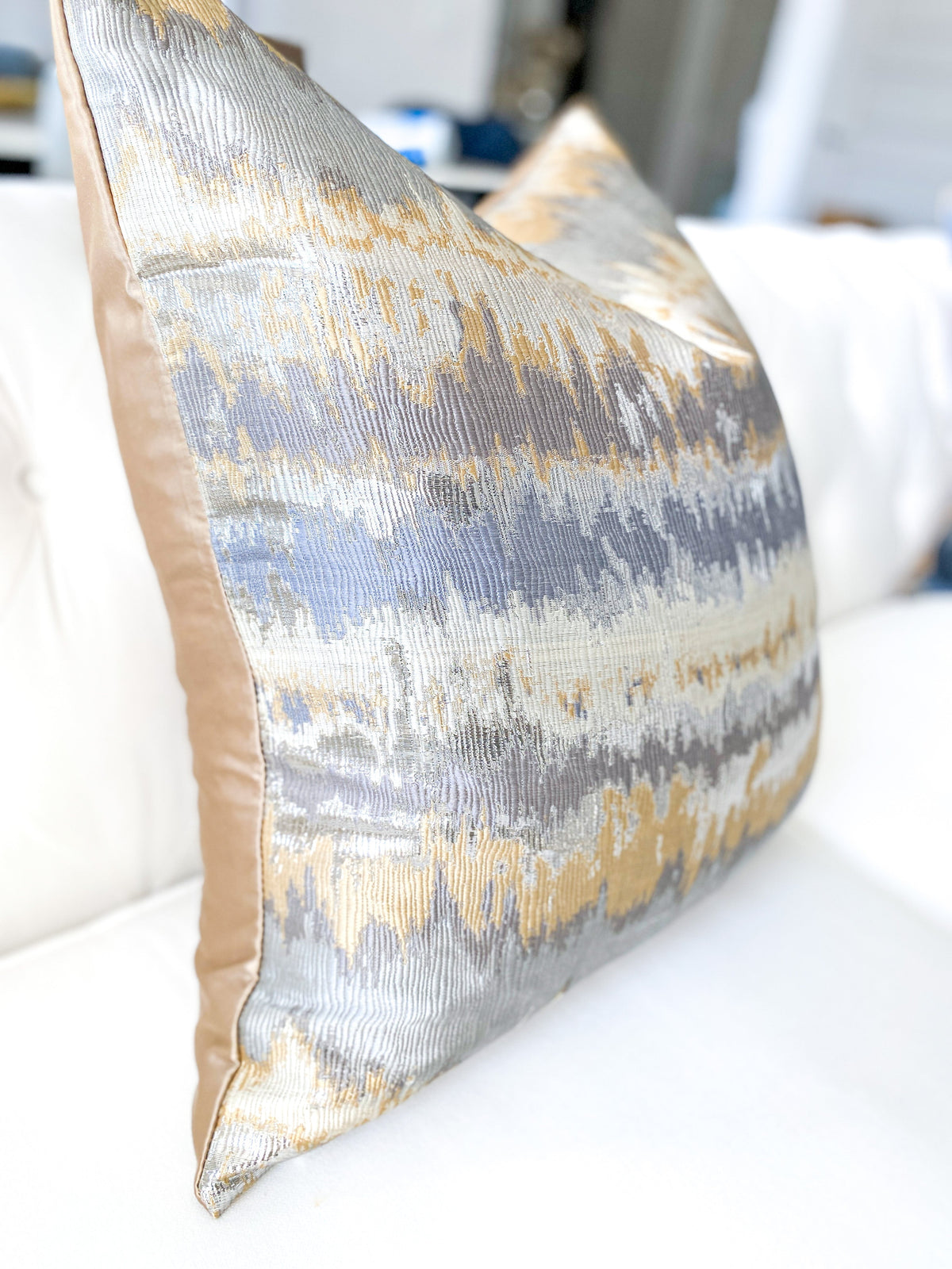 Gold Silver Glam Waves Pillow Cover HTS DECOR
