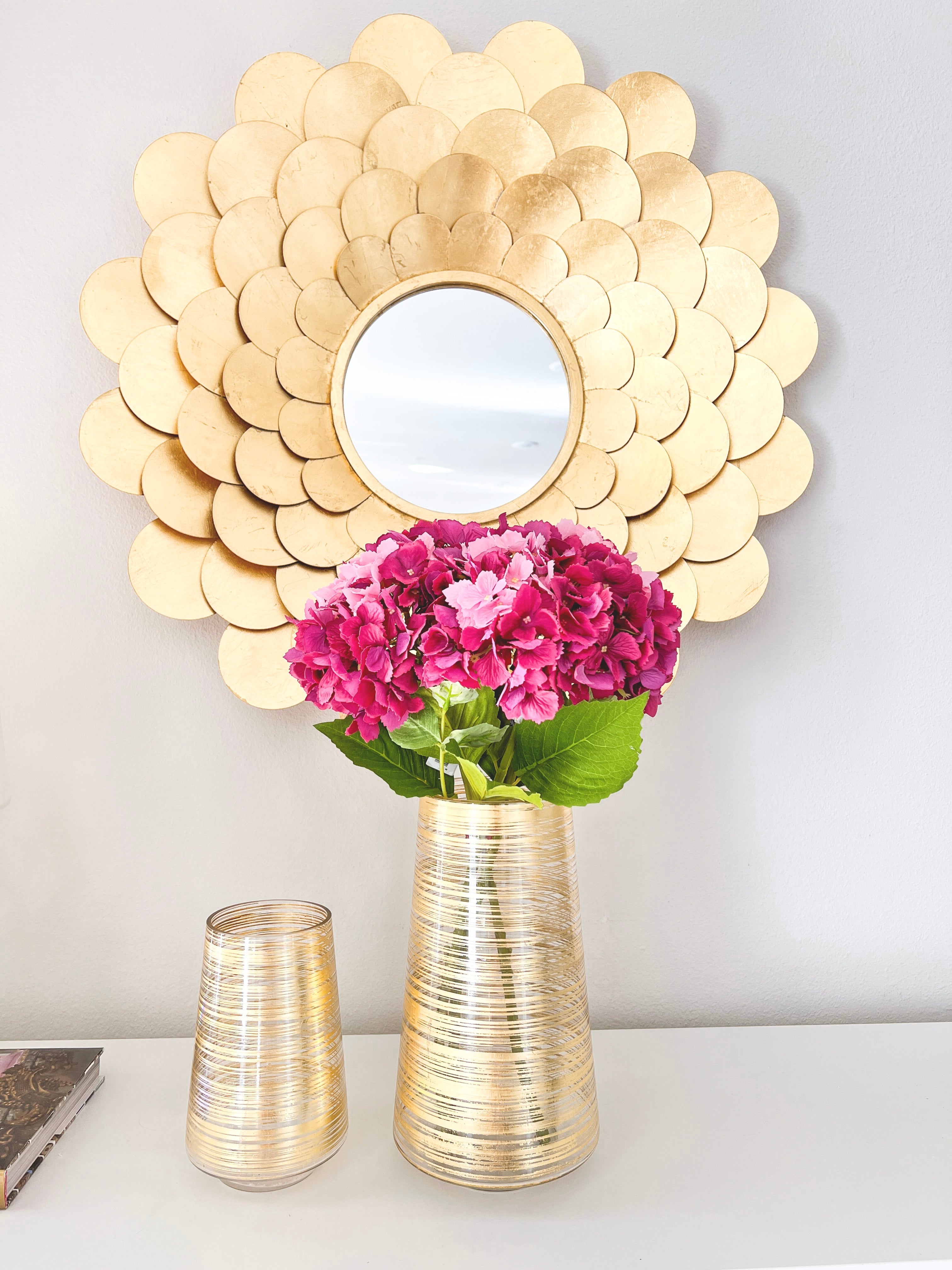 Gold Striped Glass Vase - HTS HOME DECOR