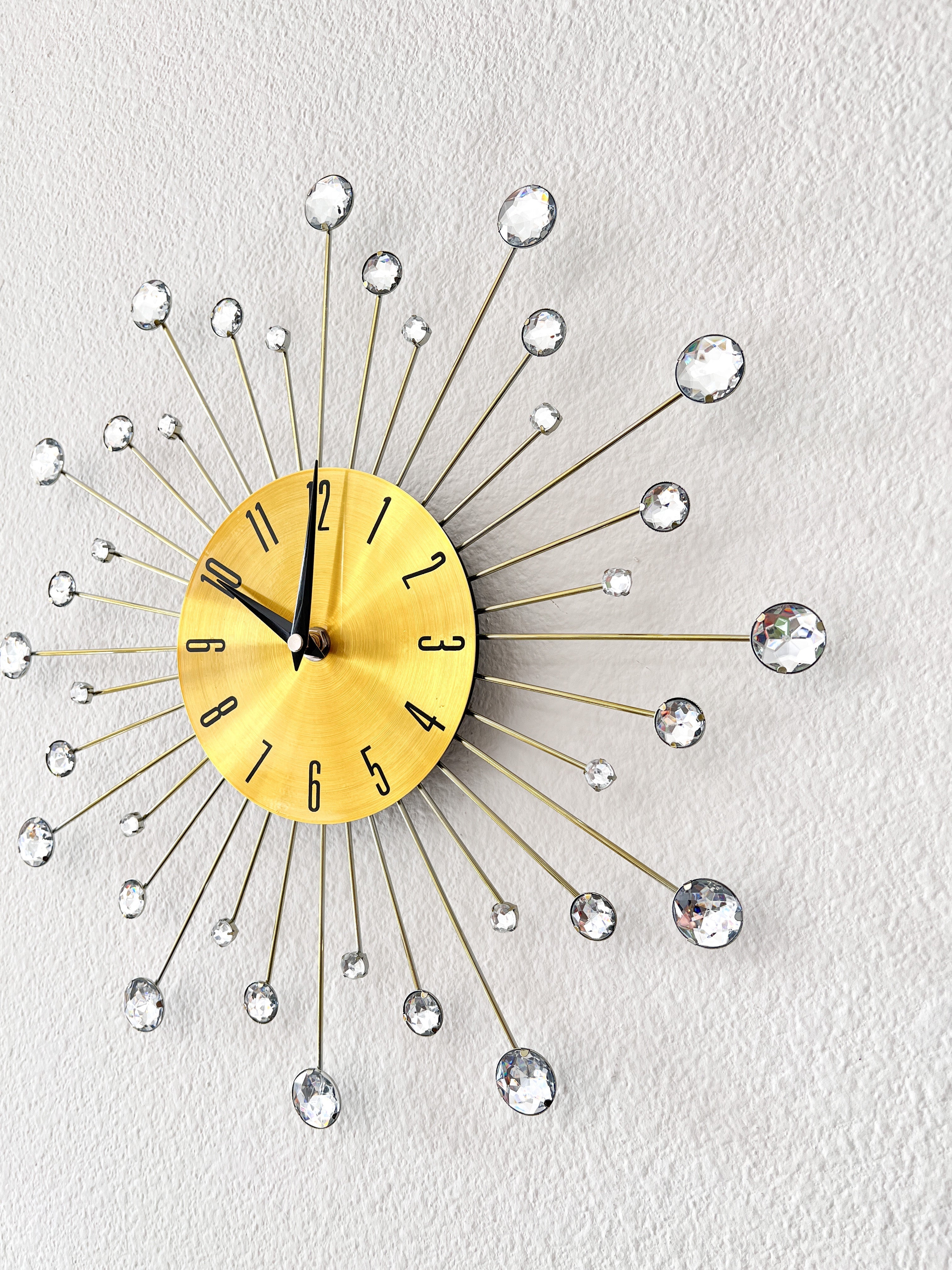Gold Sunburst Wall Clock - HTS HOME DECOR