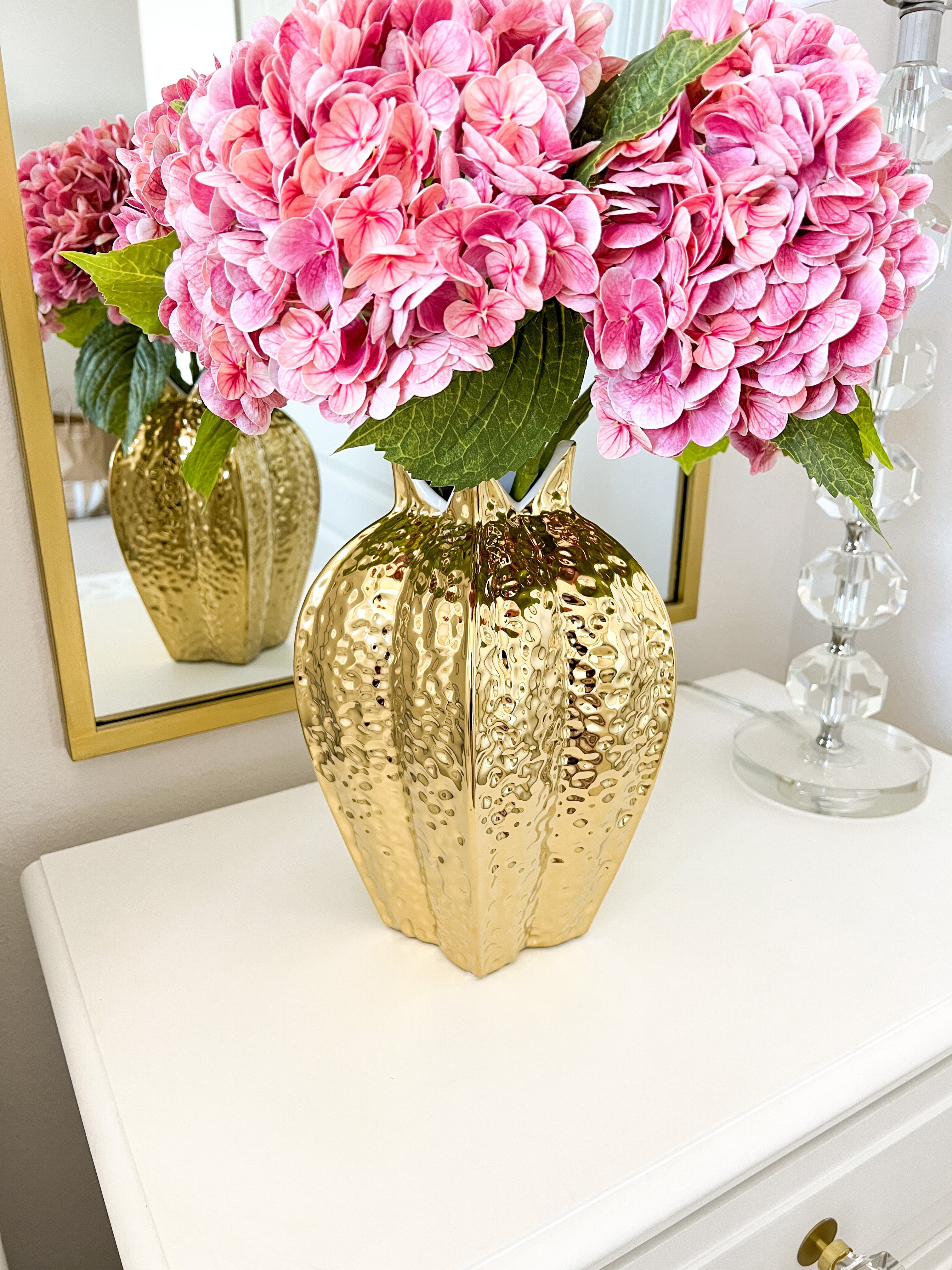 Gold Textured Ceramic Vase - HTS HOME DECOR
