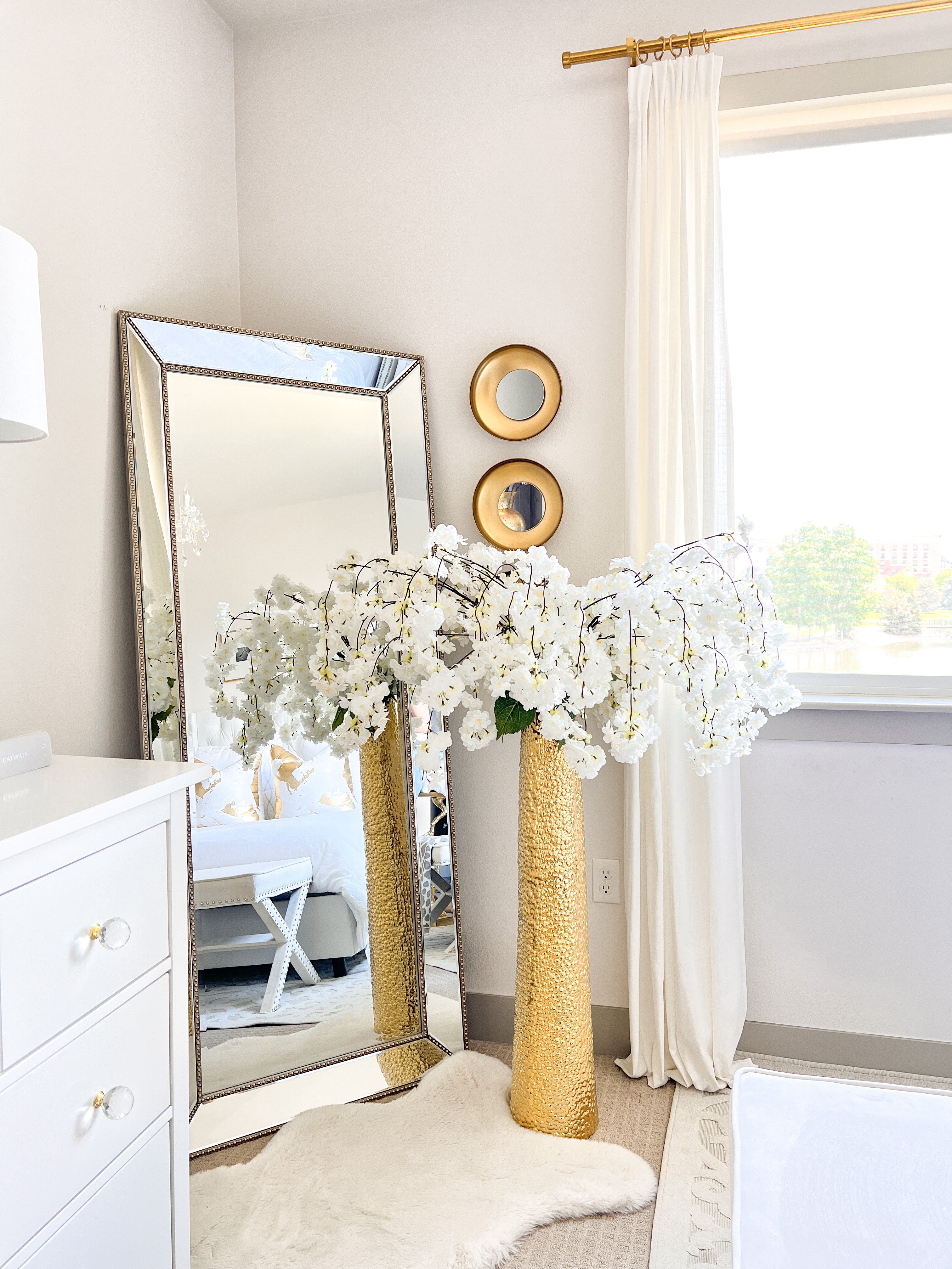 Gold Textured Floor Vase - HTS HOME DECOR