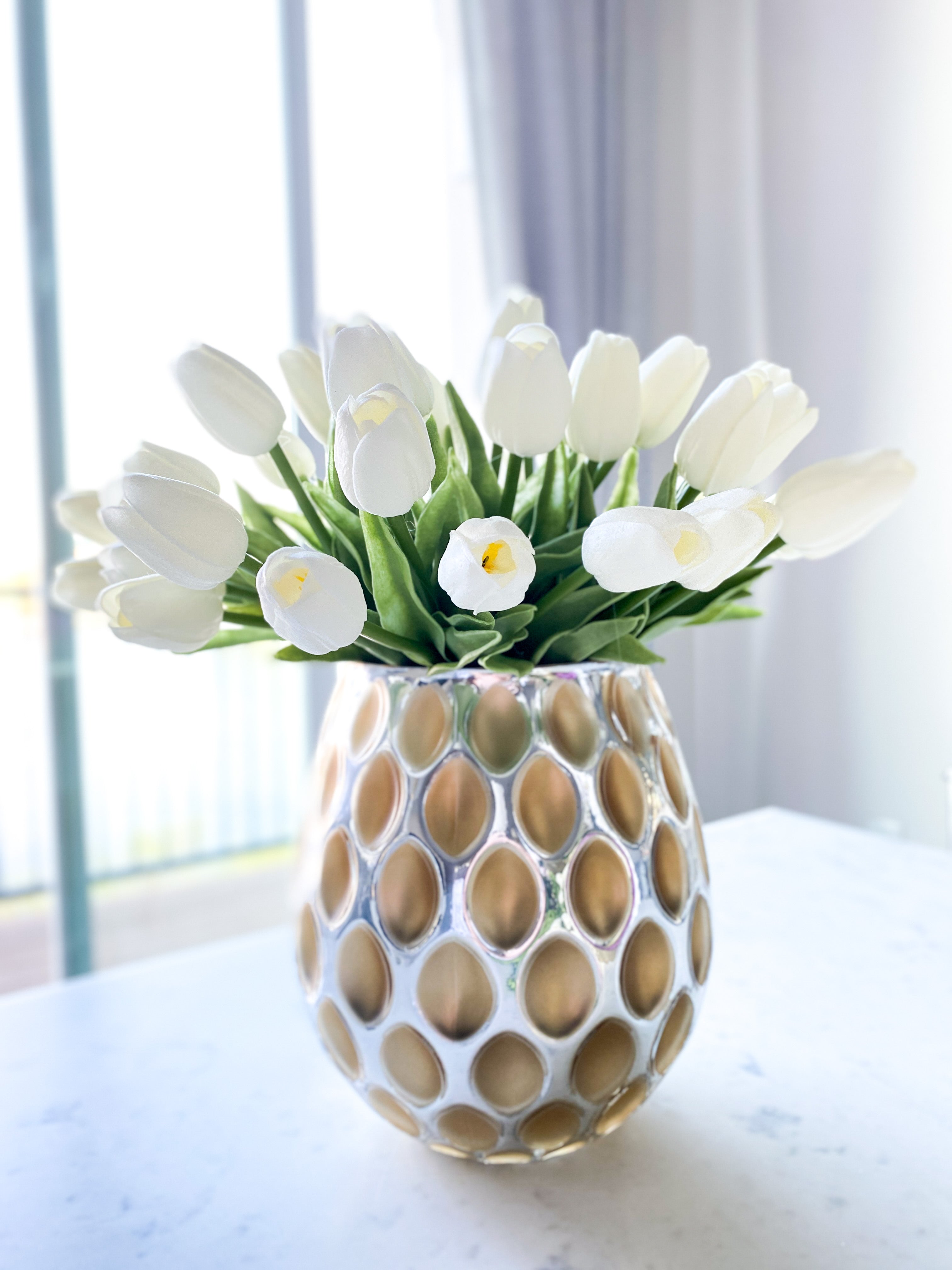 Gold Textured Glass Vase - HTS HOME DECOR