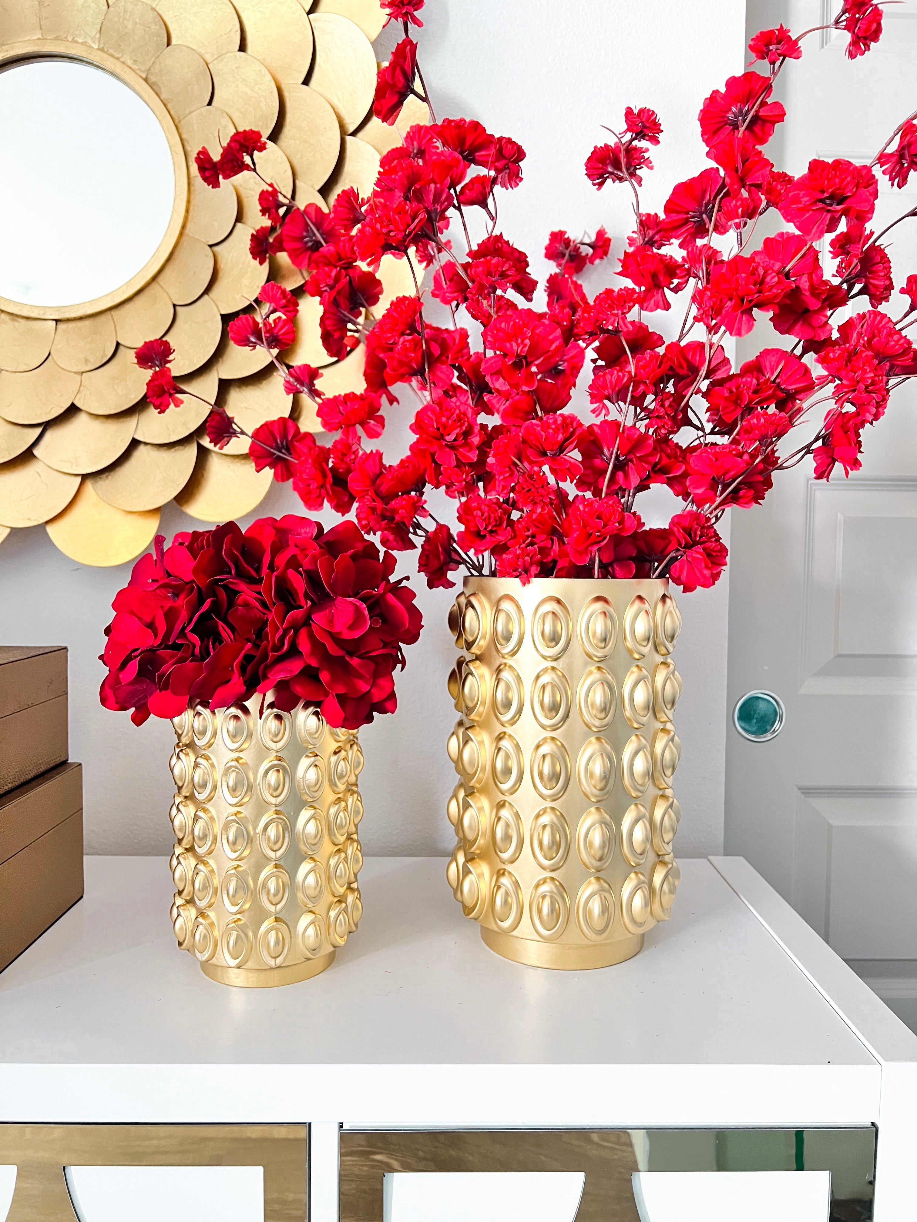 Gold Textured Glass Vase ( Two Sizes) - HTS HOME DECOR