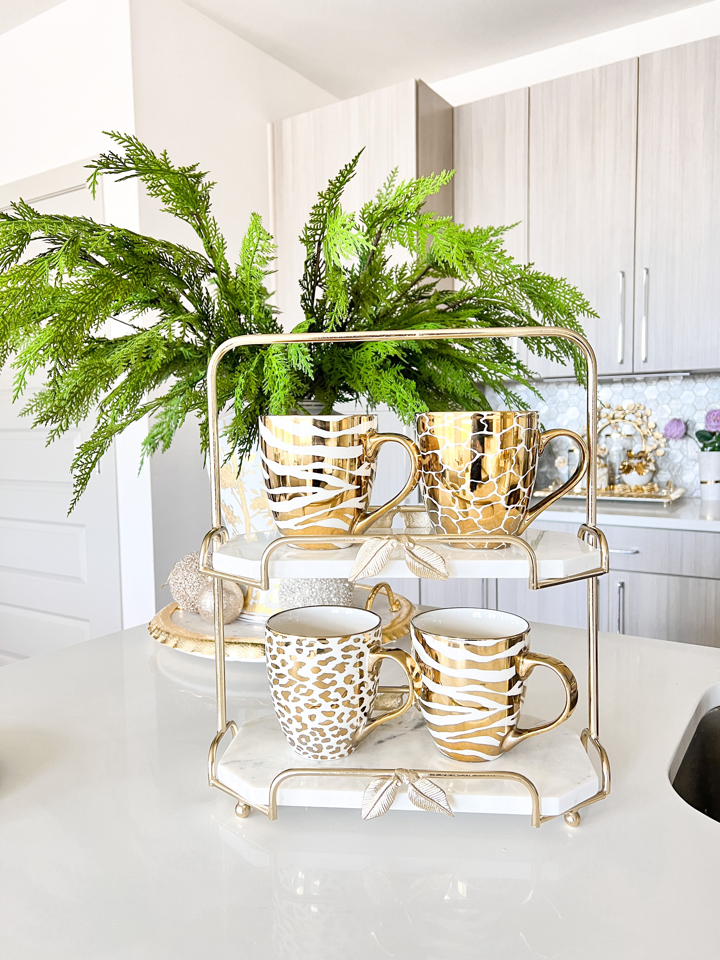 Marble 2-Tier Serving Stand - HTS HOME DECOR