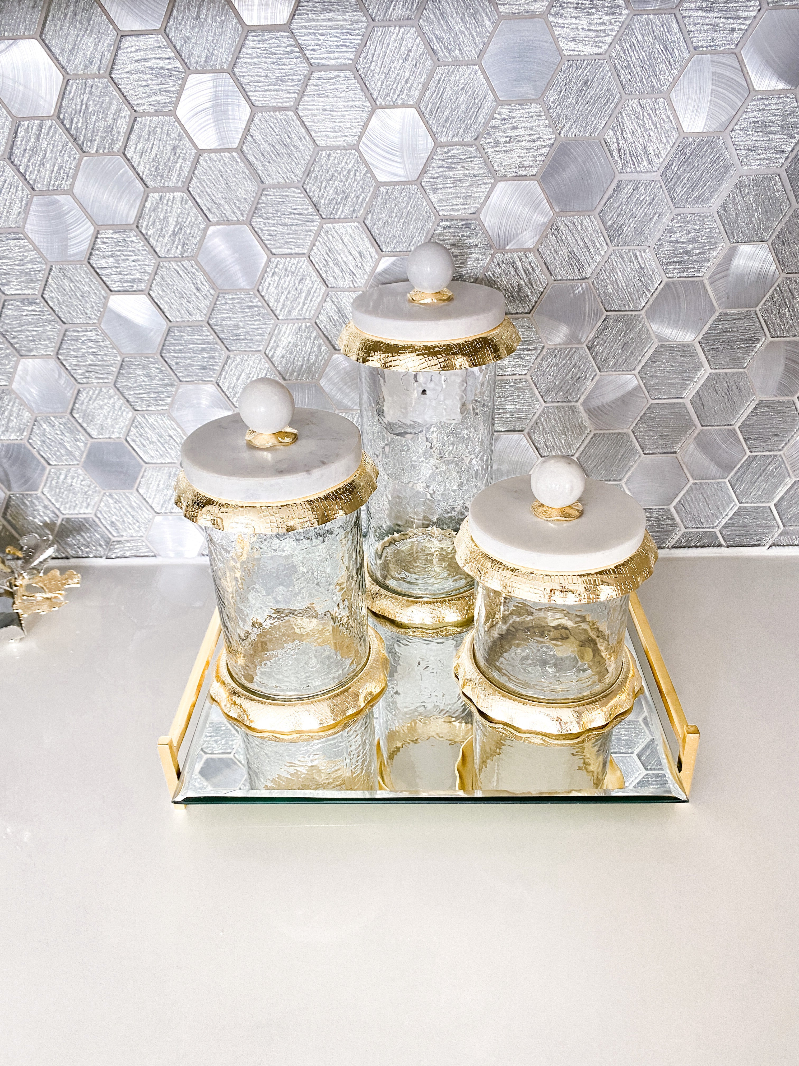 Marble Gold Canister (3 Sizes) - HTS HOME DECOR