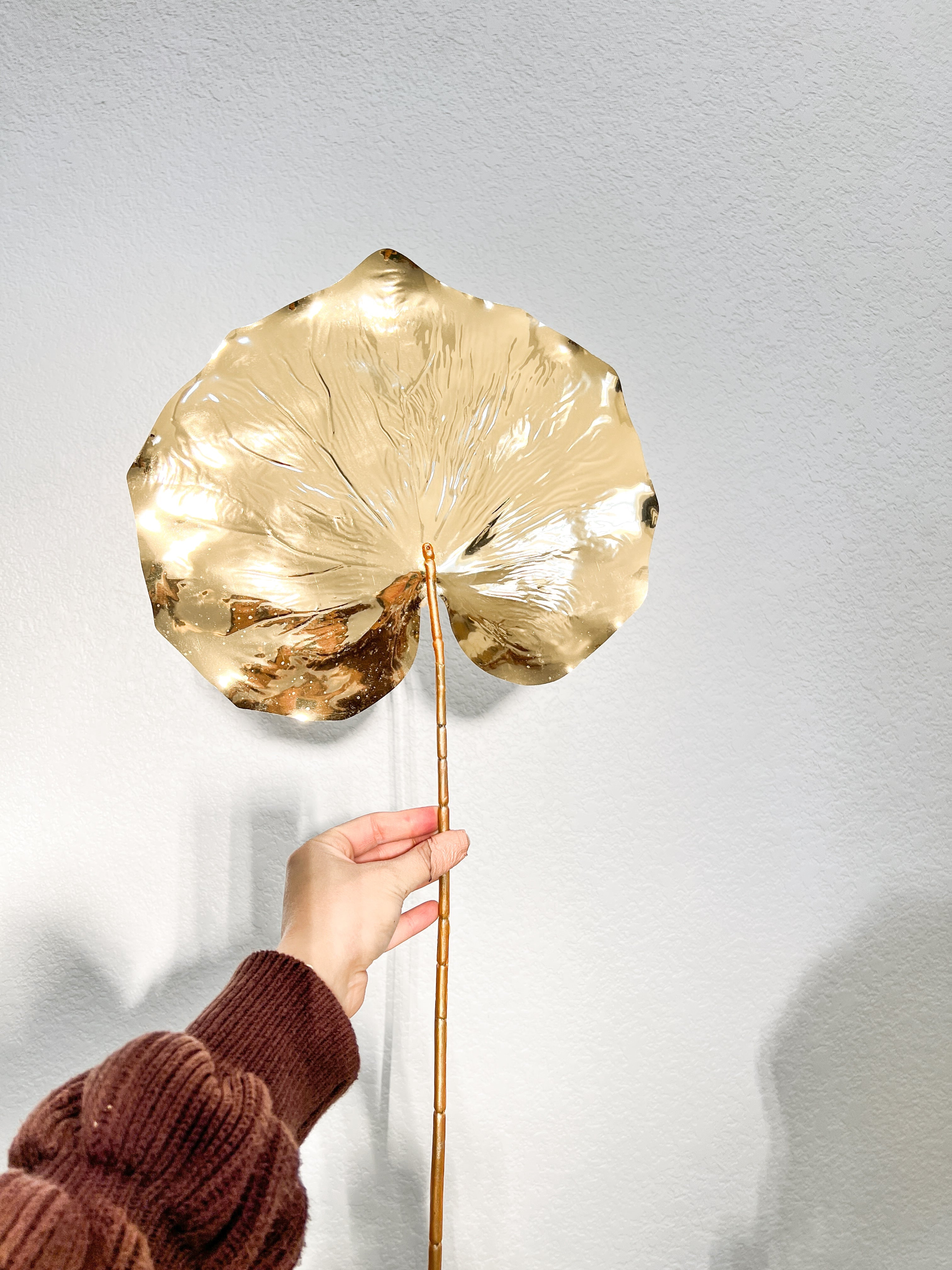 Metallic Gold Lotus Leaf Stem (Pack of 3) - HTS HOME DECOR