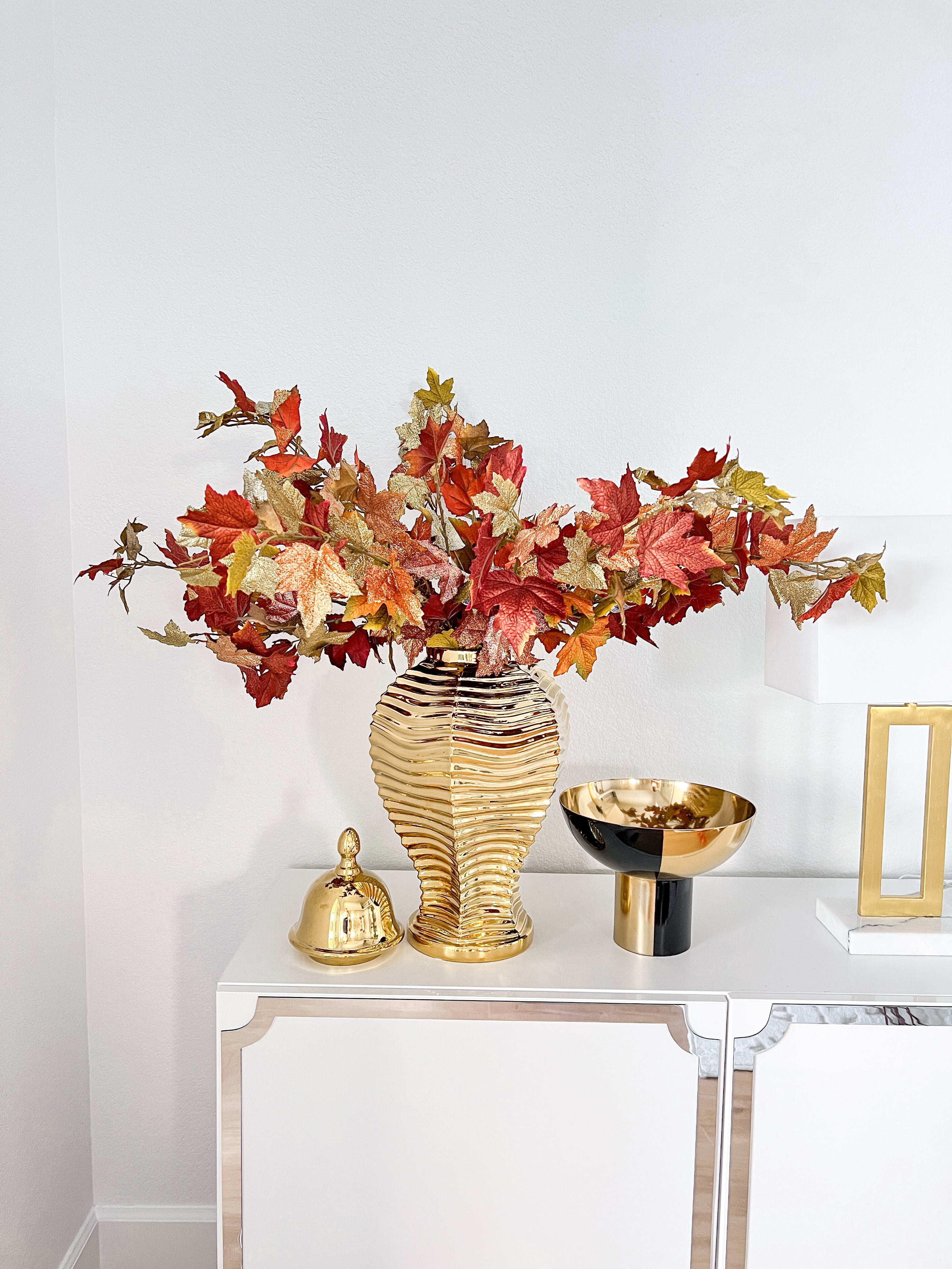 Rustic Orange Fall Mable Leaf Stems (Pack of 3 Stems) - HTS HOME DECOR