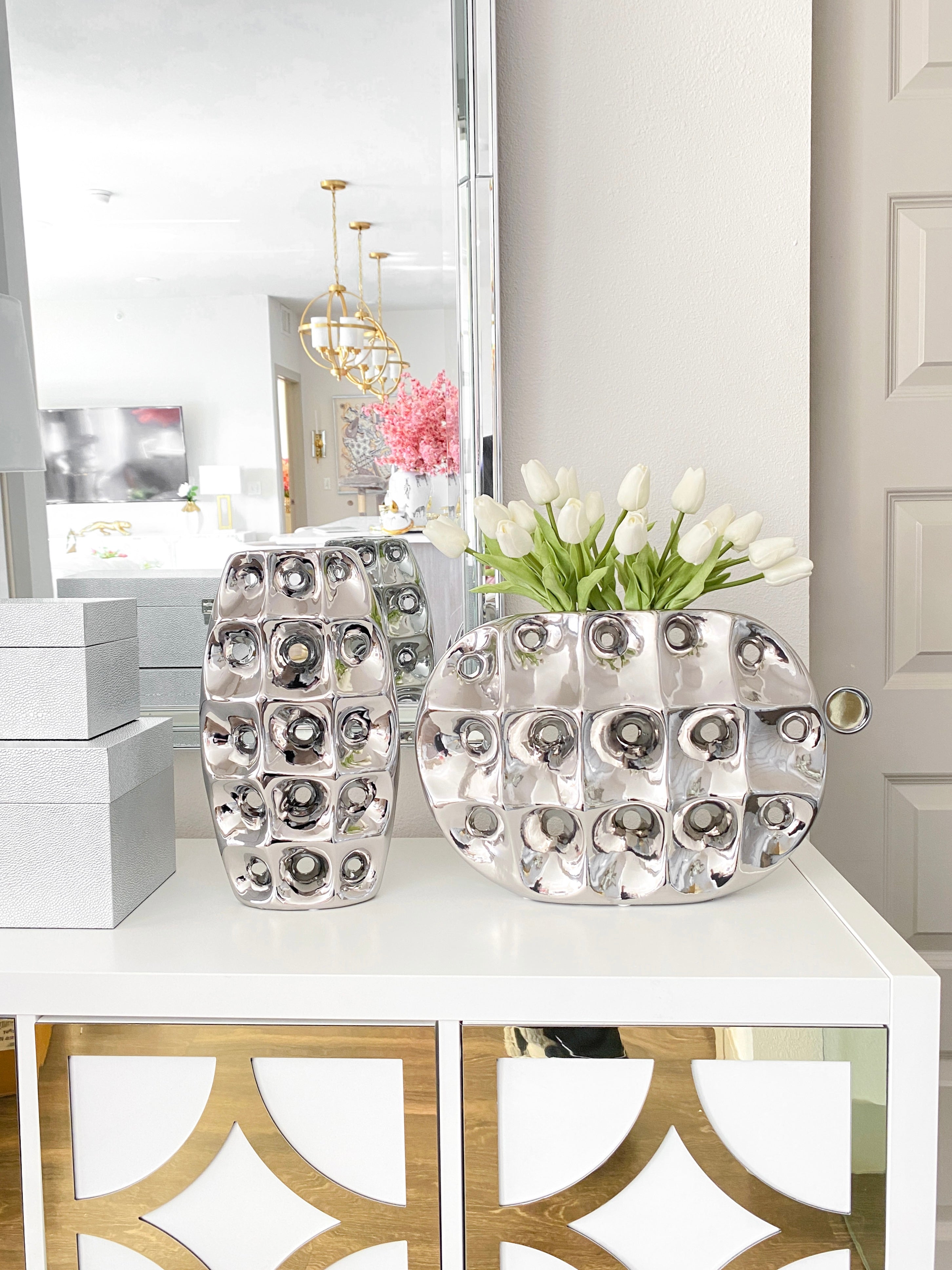 Silver Pierced Vase ( Two Sizes ) - HTS HOME DECOR