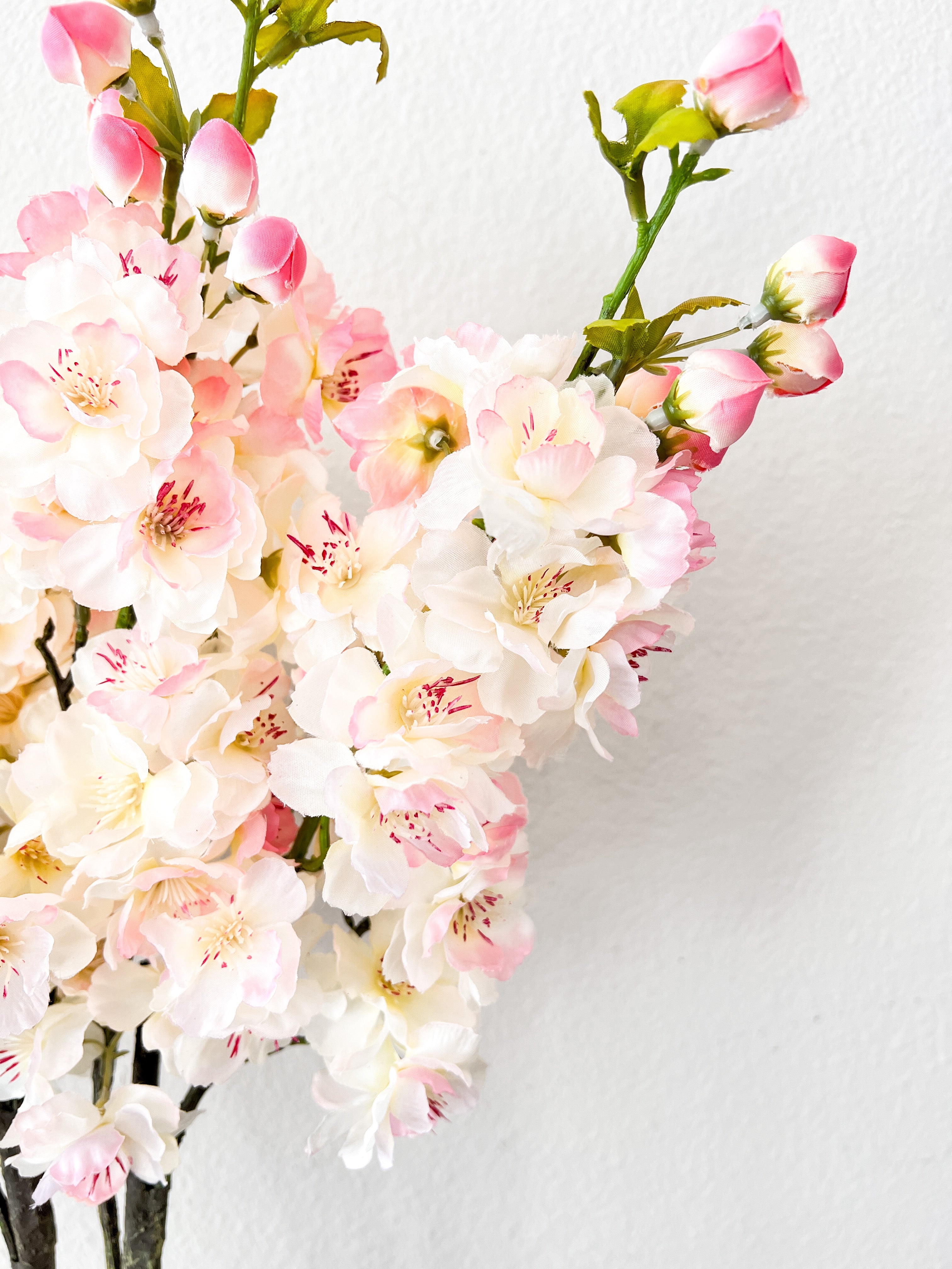Two Tone Faux Silk Cherry Blossom ( Pack of 3 Stems) - HTS HOME DECOR