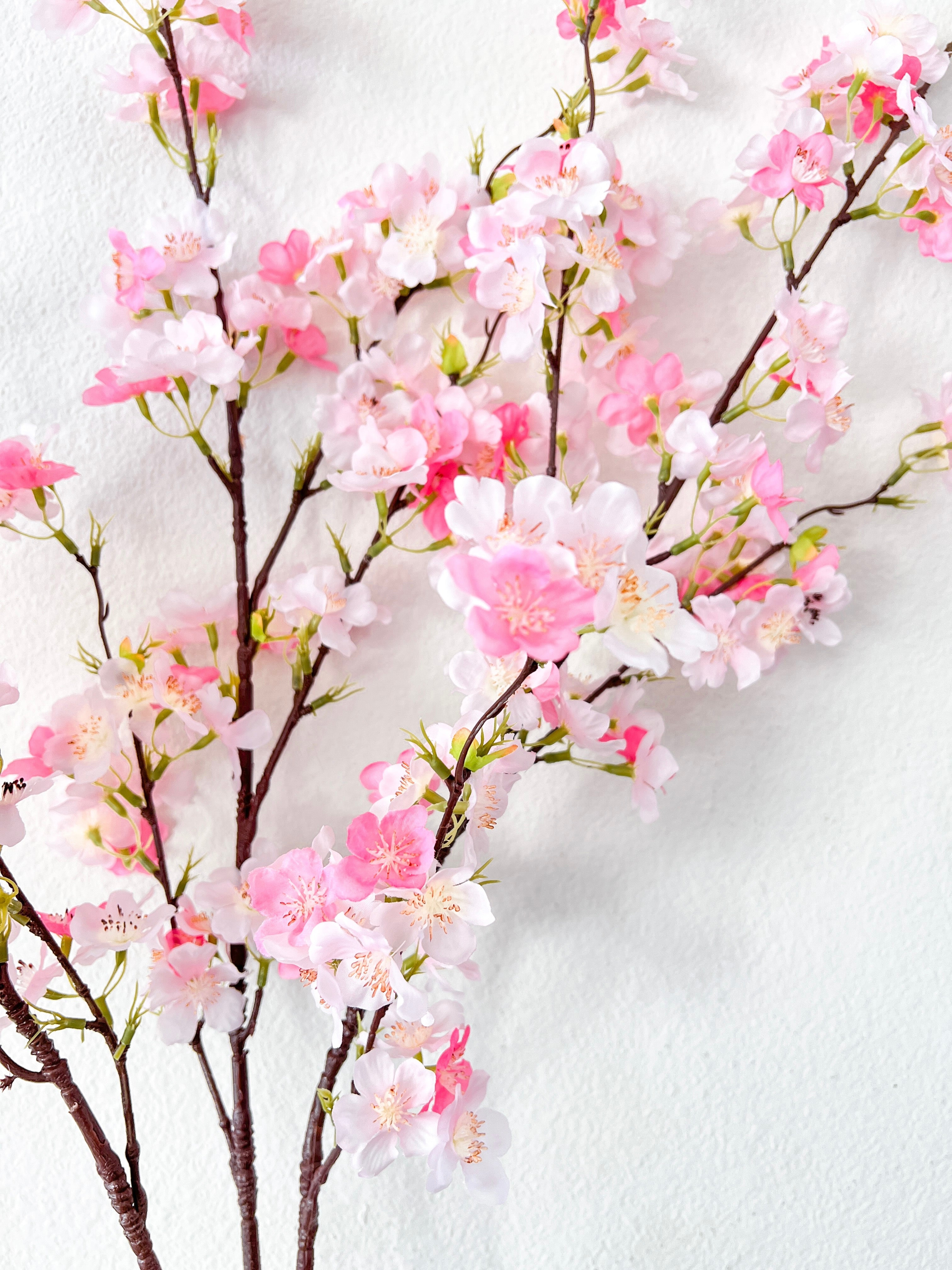 Two Tone Pink Silk Cherry Blossom stem - HTS HOME DECOR