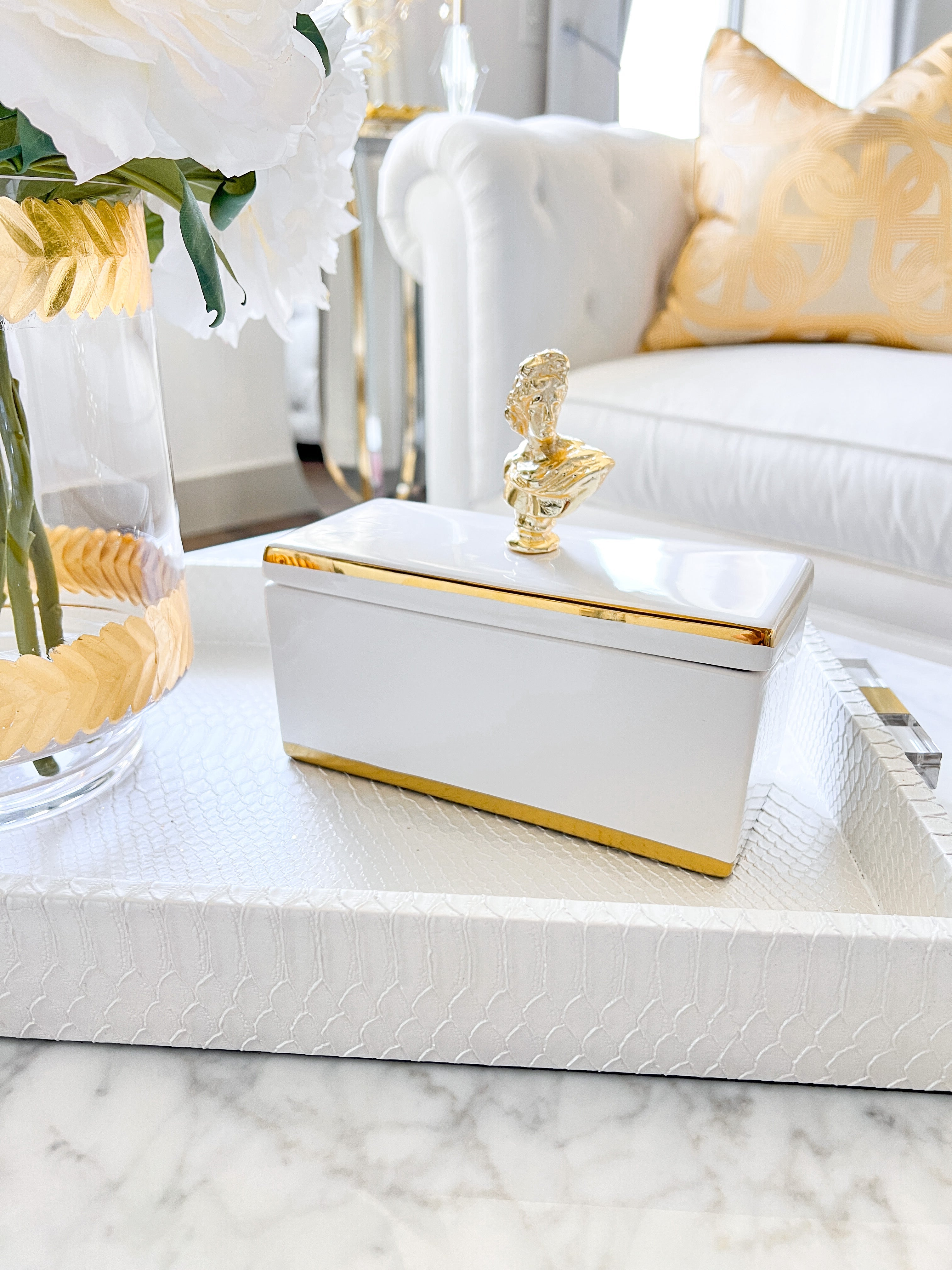 White Ceramic Decorative Box - HTS HOME DECOR