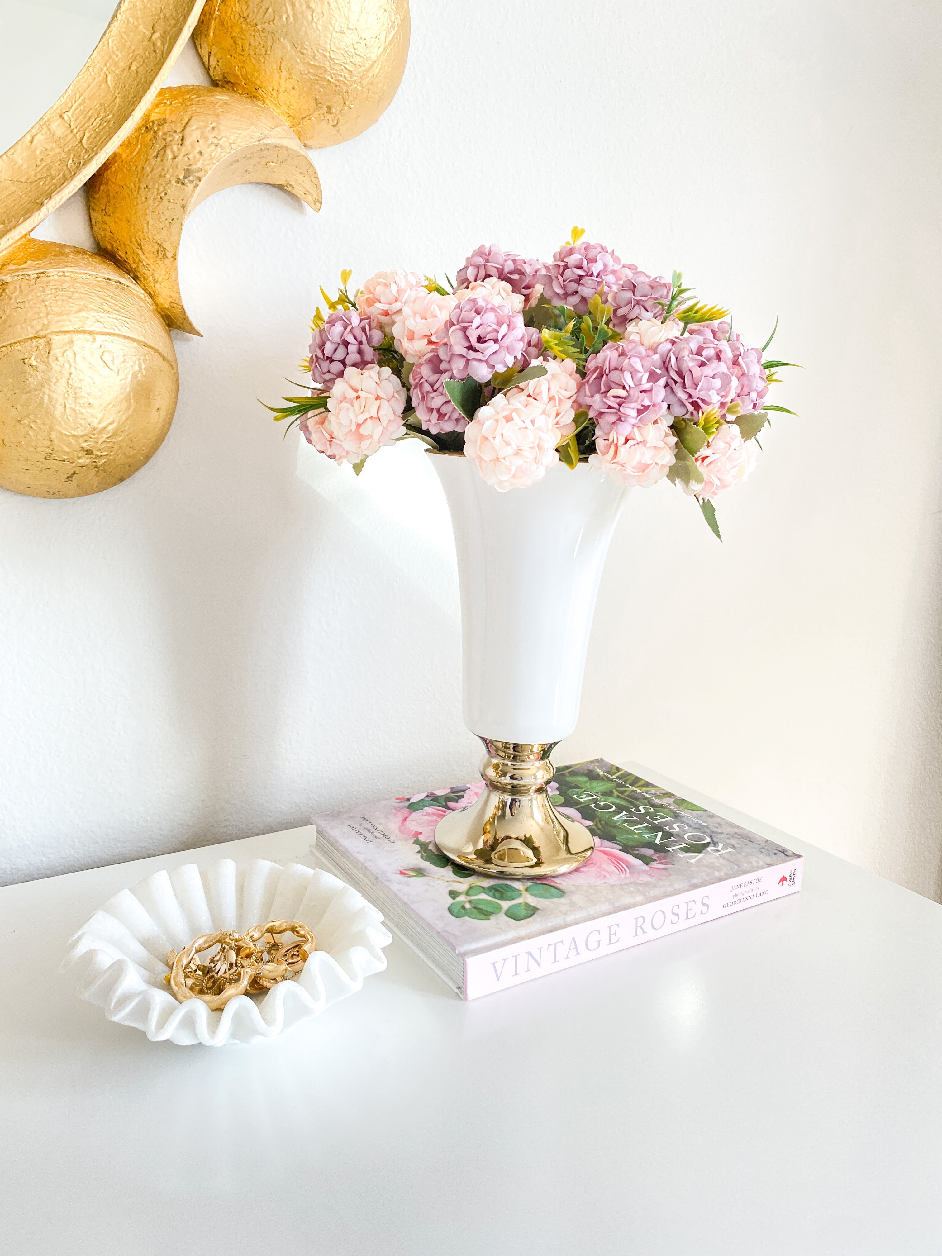 White Ceramic Pedestal Vase - HTS HOME DECOR