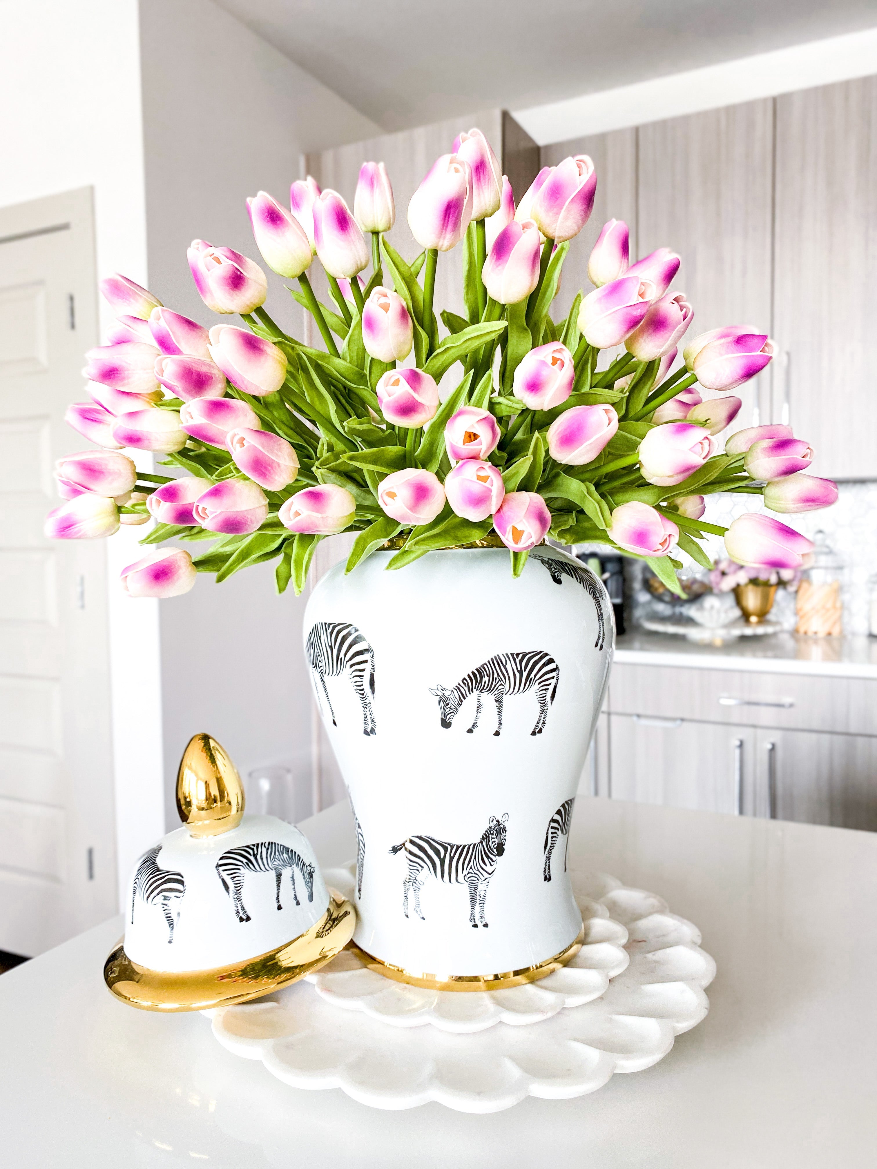 Zebra Print Gold Ginger Jar (Two Sizes) - HTS HOME DECOR