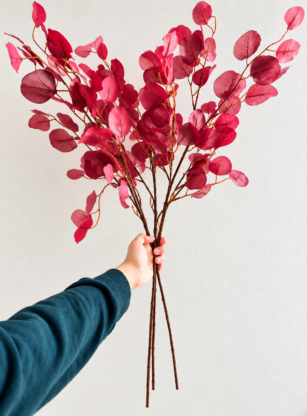 Faux Burgundy Fall Eucalyptus Stem (Pack of 3 Stems)