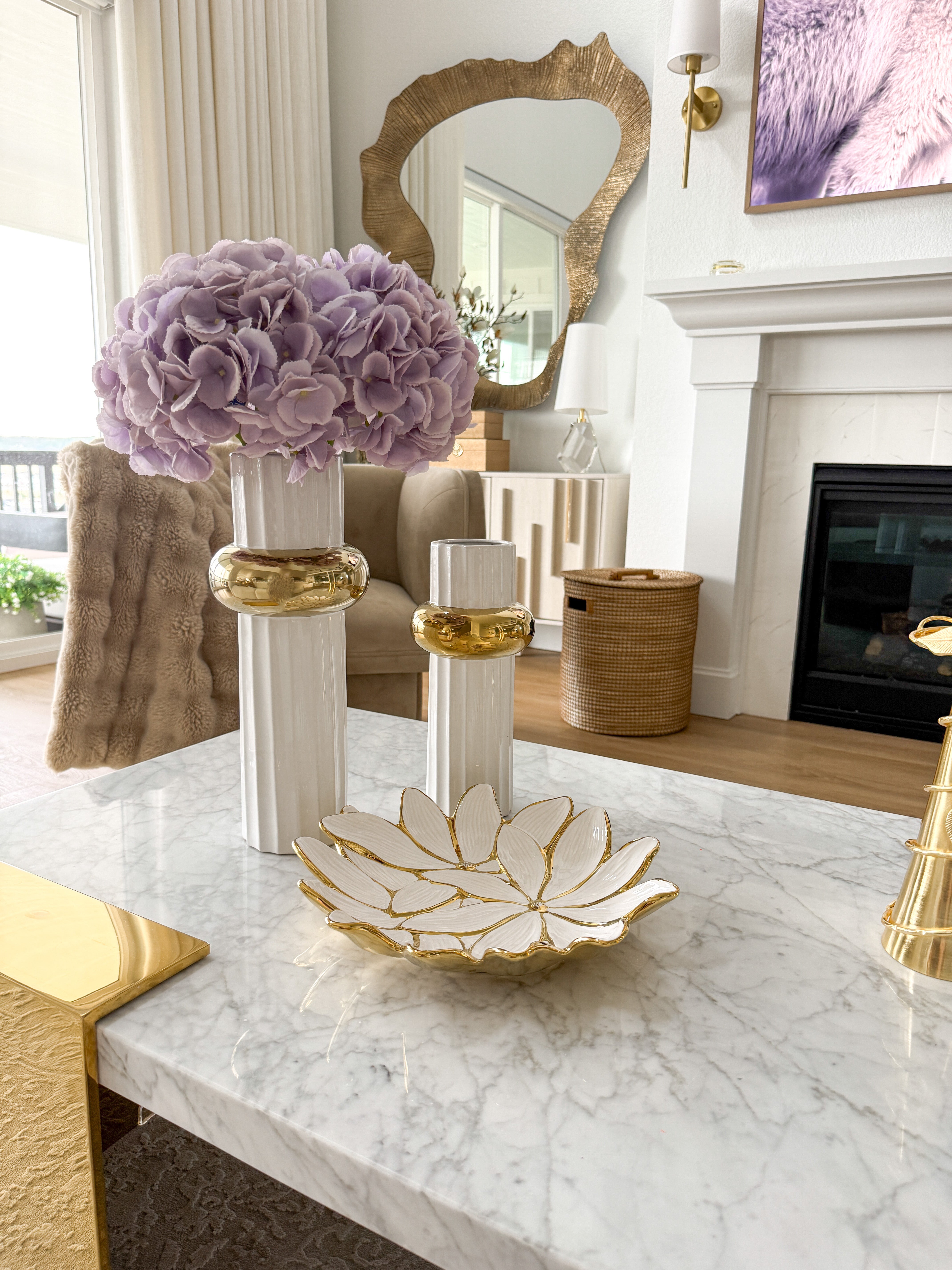 White and Gold Flower Plate