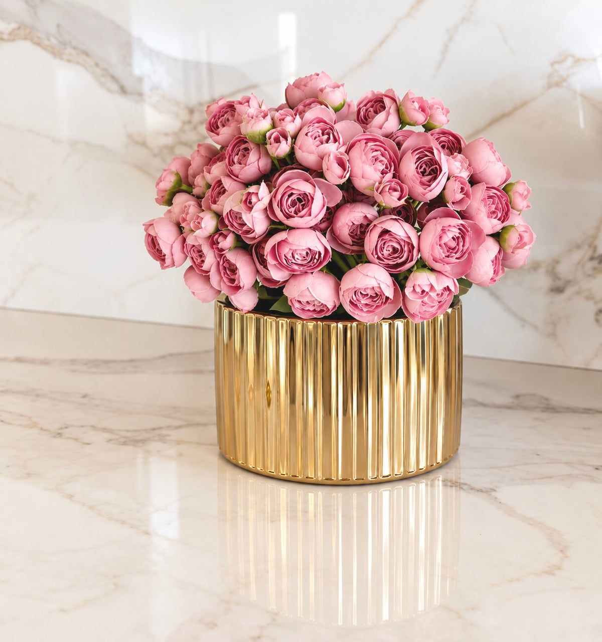 Faux Silk Mauve Ranunculus Rose Flower Bundle