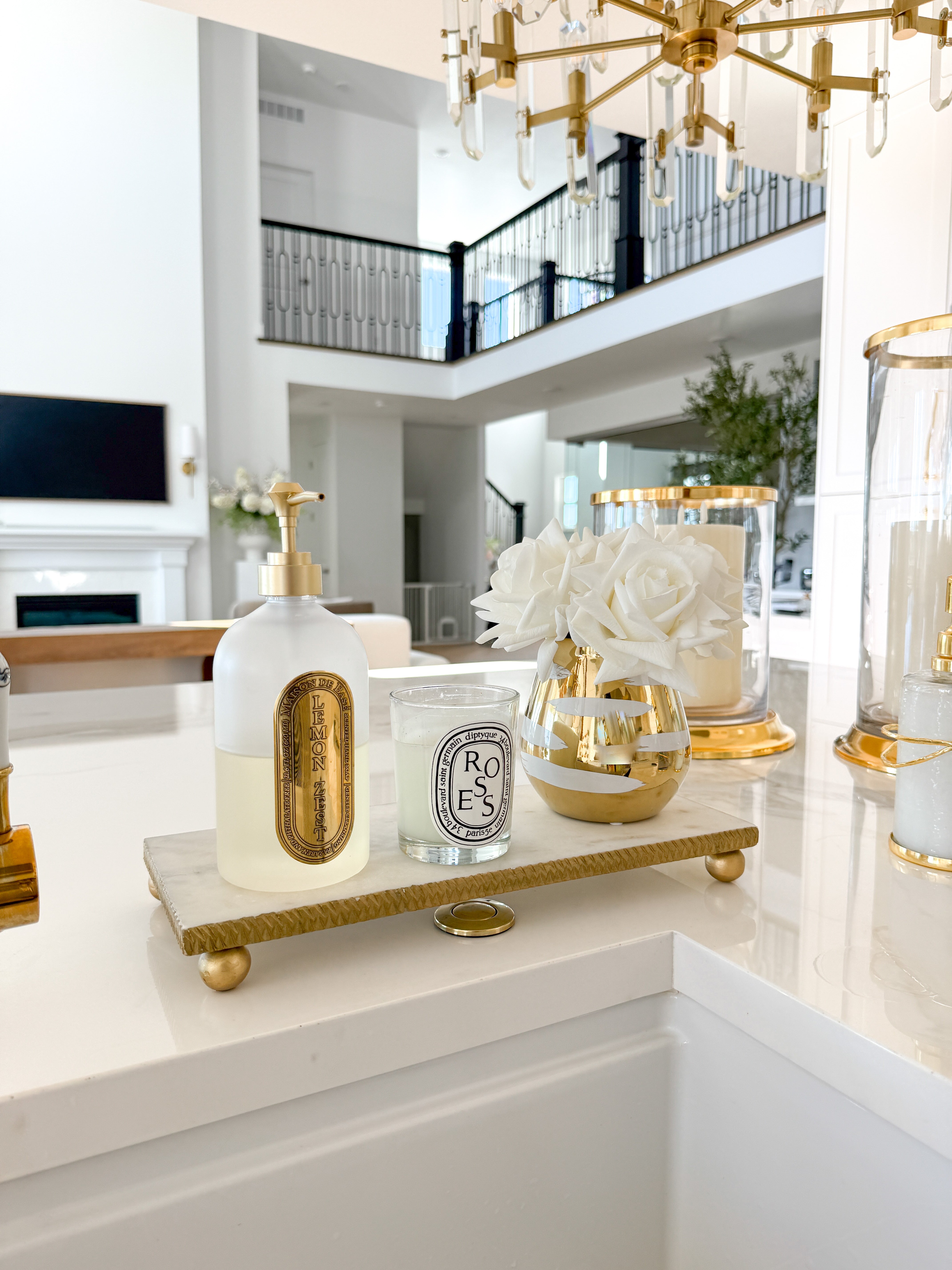 Gold and White Bud Vase