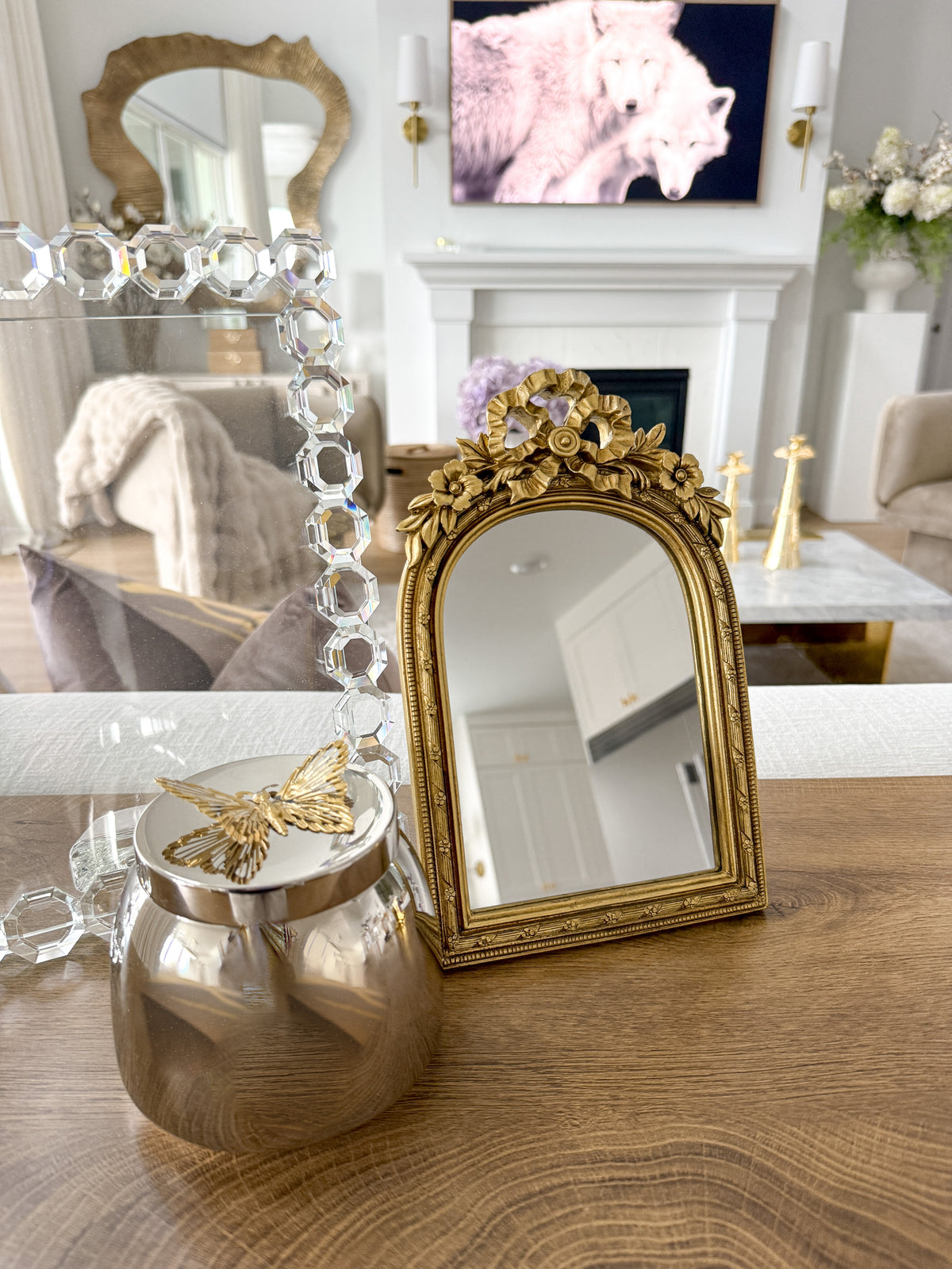 Gold Mirror Bow Arch Frame