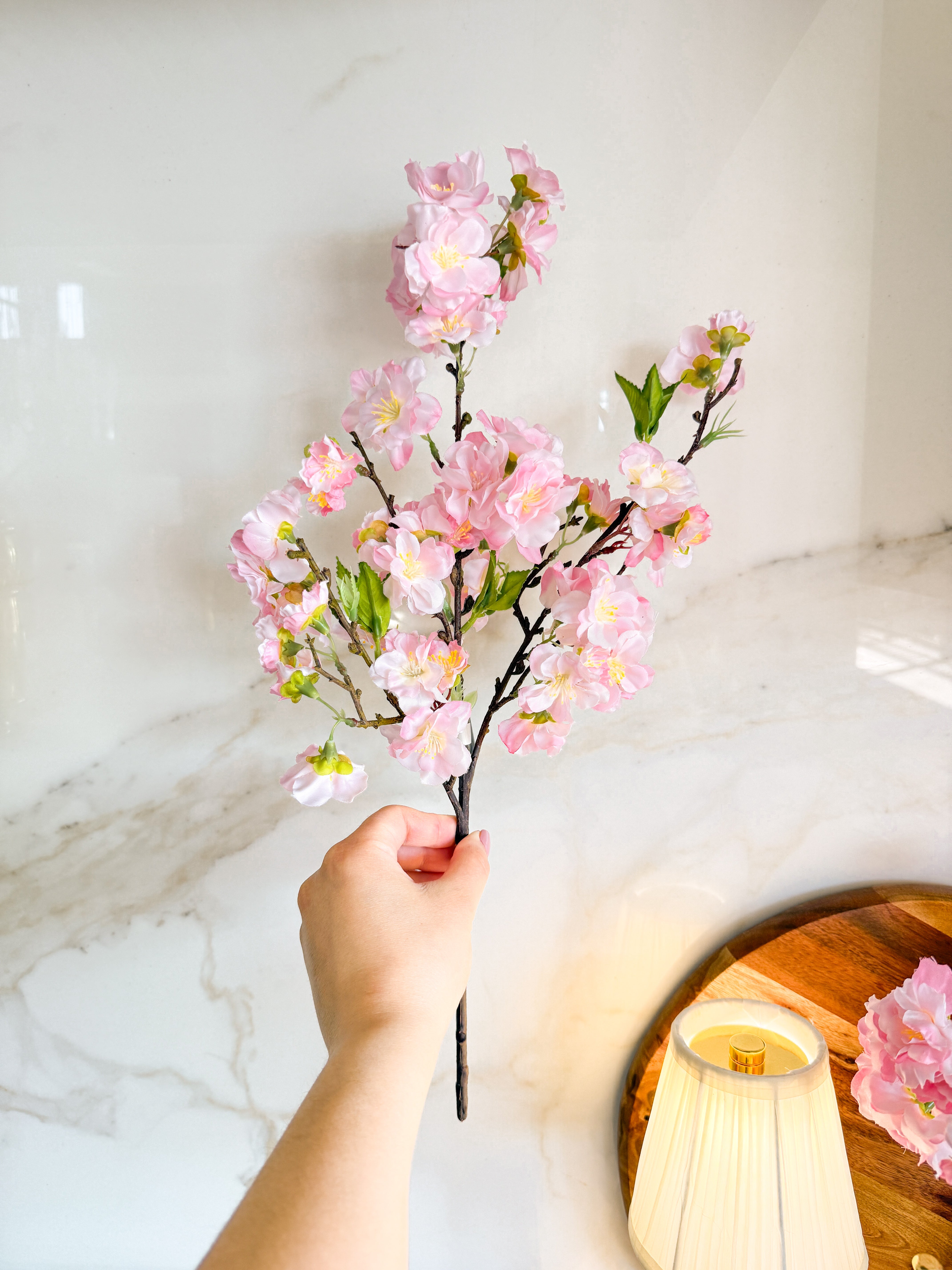Faux Silk Pink Cherry Blossom (Pack of 3 Stems)