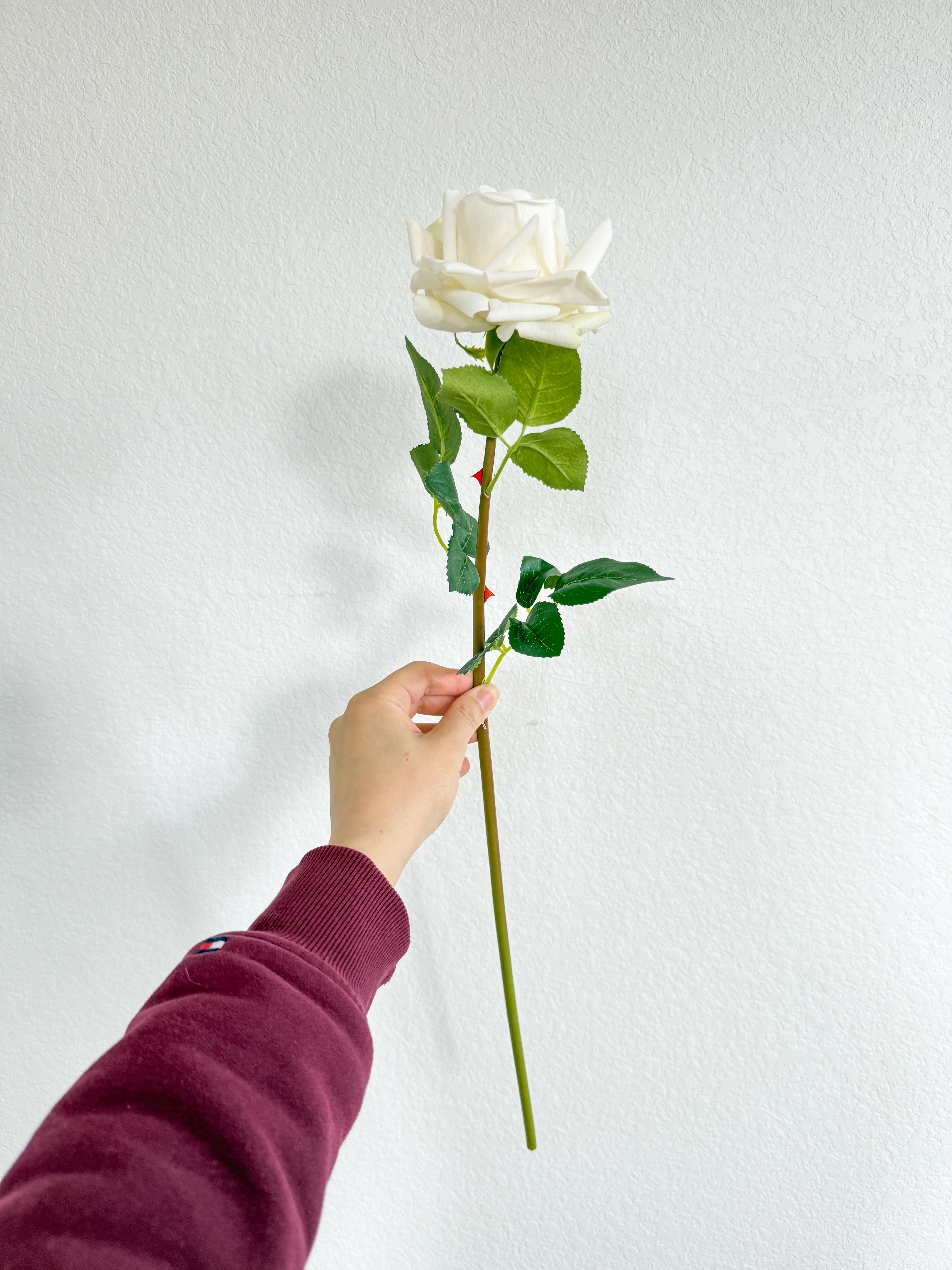 Artificial Real Touch White Ivory Rose Stem